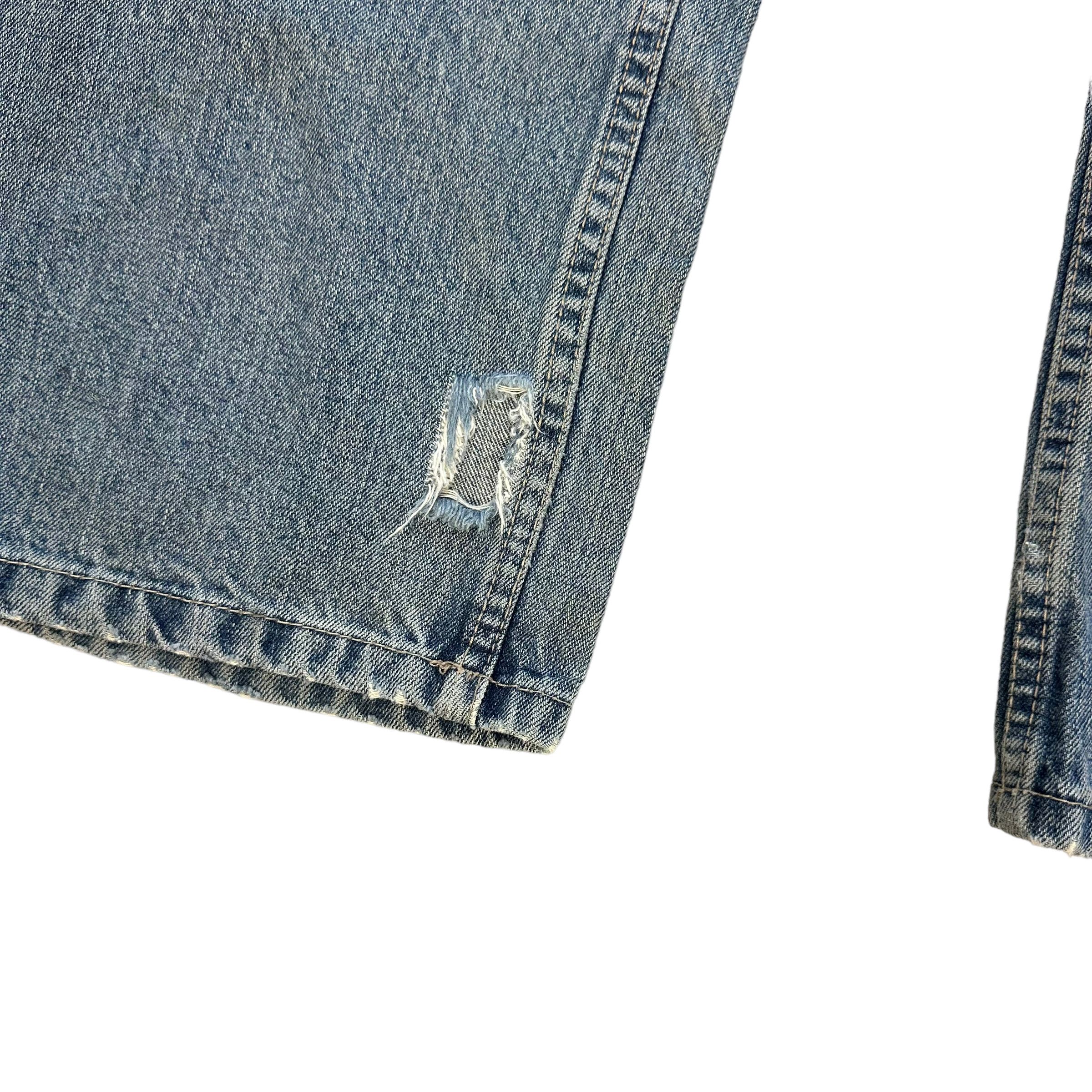 Vintage TRASHED🔥 CARPENTER LIGHT WASH DENIM PANTS #7456-147 Size US 33 - 12 Thumbnail