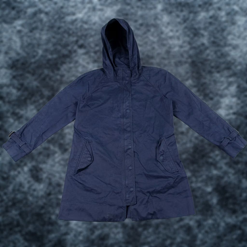 J.Crew VINTAGE? No — J.CREW Hooded Coat Parka Jacket Womens 6 Navy Blue Cotton Belted Buckle Trench Coat Size M / US 6-8 / IT 42-44 - 1 Thumbnail