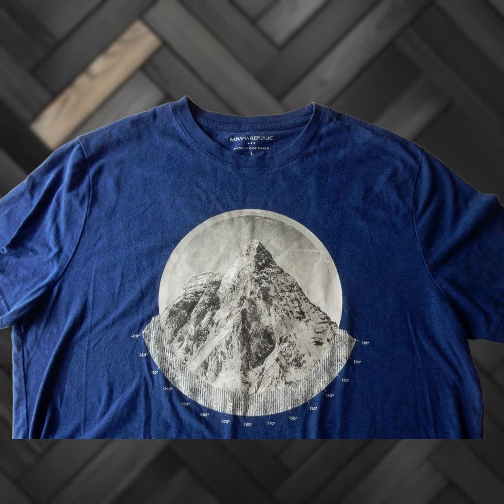 Banana Republic Banana Republic T Shirt Men L Mountain Climbing Graphic Print Blue Cotton Blend Short Sleeve Size US L / EU 52-54 / 3 - 1 Thumbnail