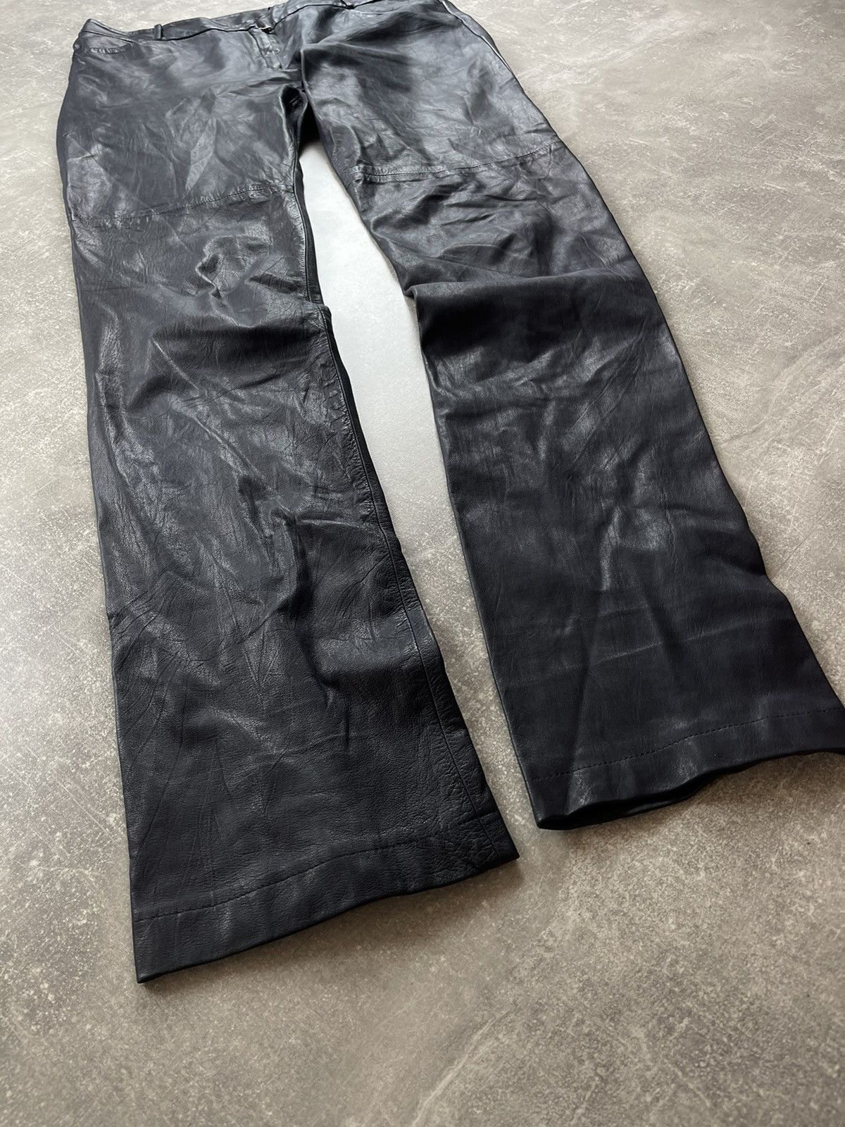Genuine Leather × Ilaria Nistri Ilaria Nistri Avant Garde Leather Navy Blue Biker Pants Size 34" / US 12 / IT 48 - 5 Thumbnail
