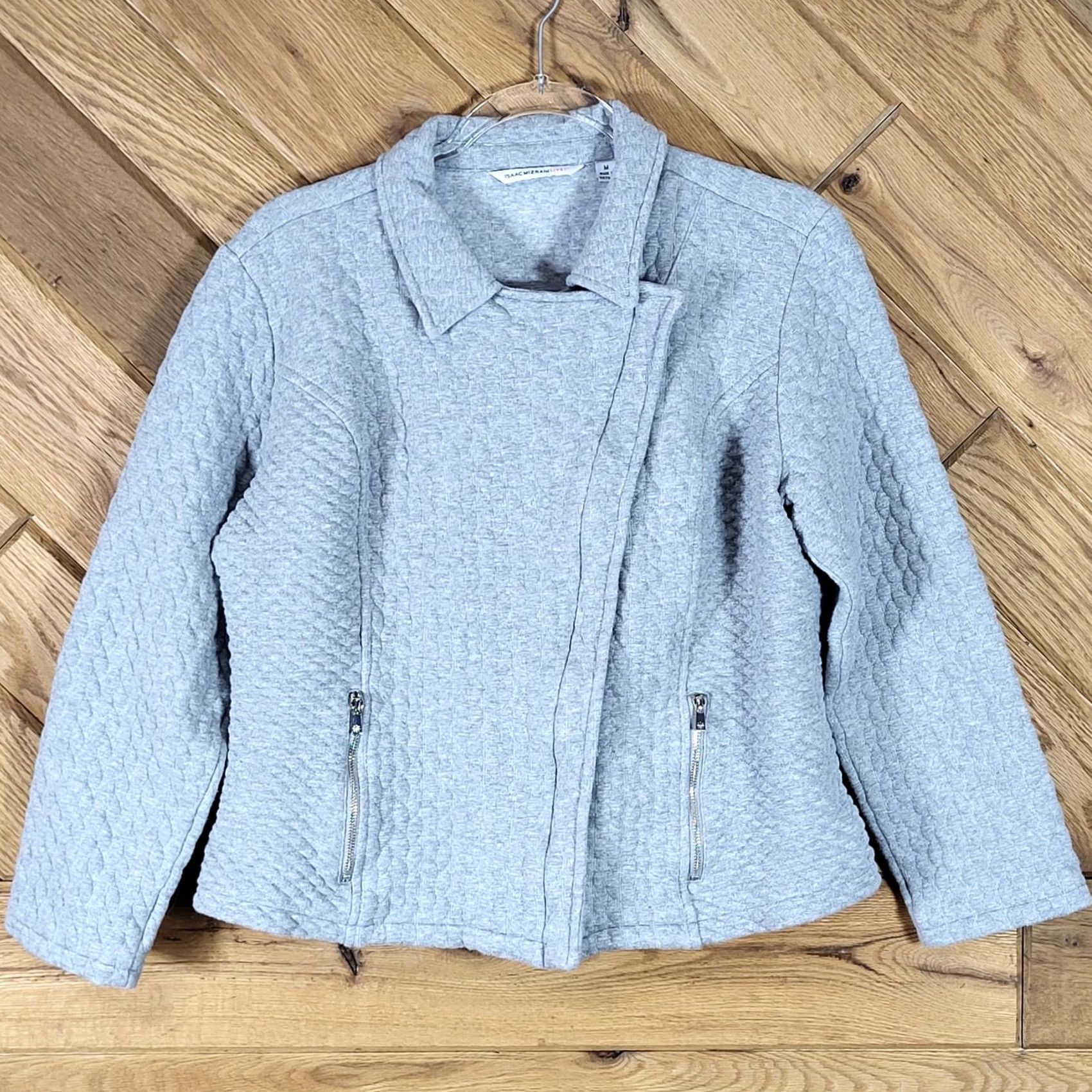 Isaac Mizrahi Isaac Mizrahi Gray Quilted Moto Jacket Women Size M Cotton Blend Zip Pockets Jacket Womens M Gray Quilted Moto Zip Pocket Casual Size M / US 6-8 / IT 42-44 - 2 Thumbnail