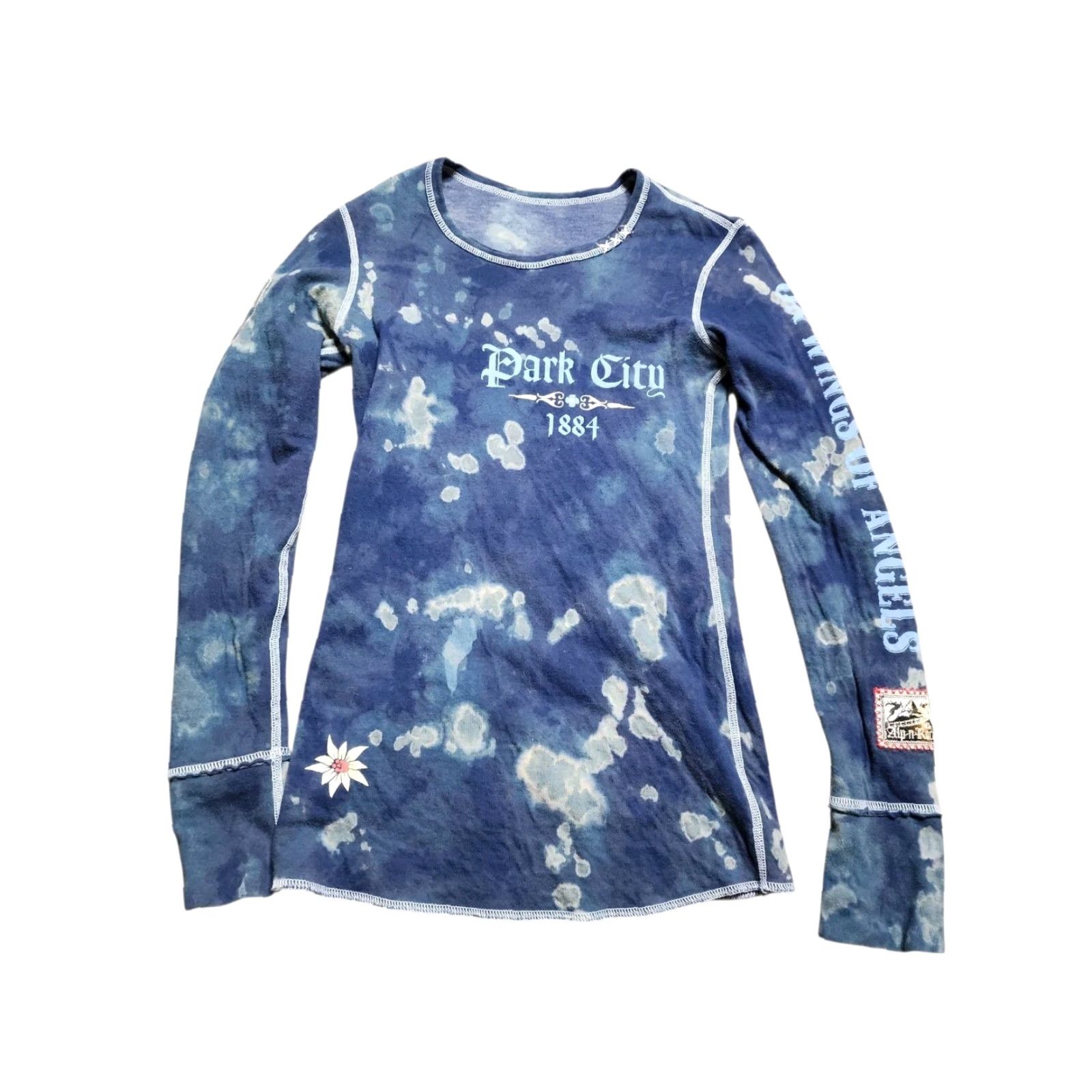 Vintage Womens Alp-n-Rock T-Shirt XS Blue Reversible Long Sleeve Park City Utah Ski Shirt 90s USA Embroidered Cotton Polyester Slim Regular Woman Boys? Size XS / US 0-2 / IT 36-38 - 2 Thumbnail