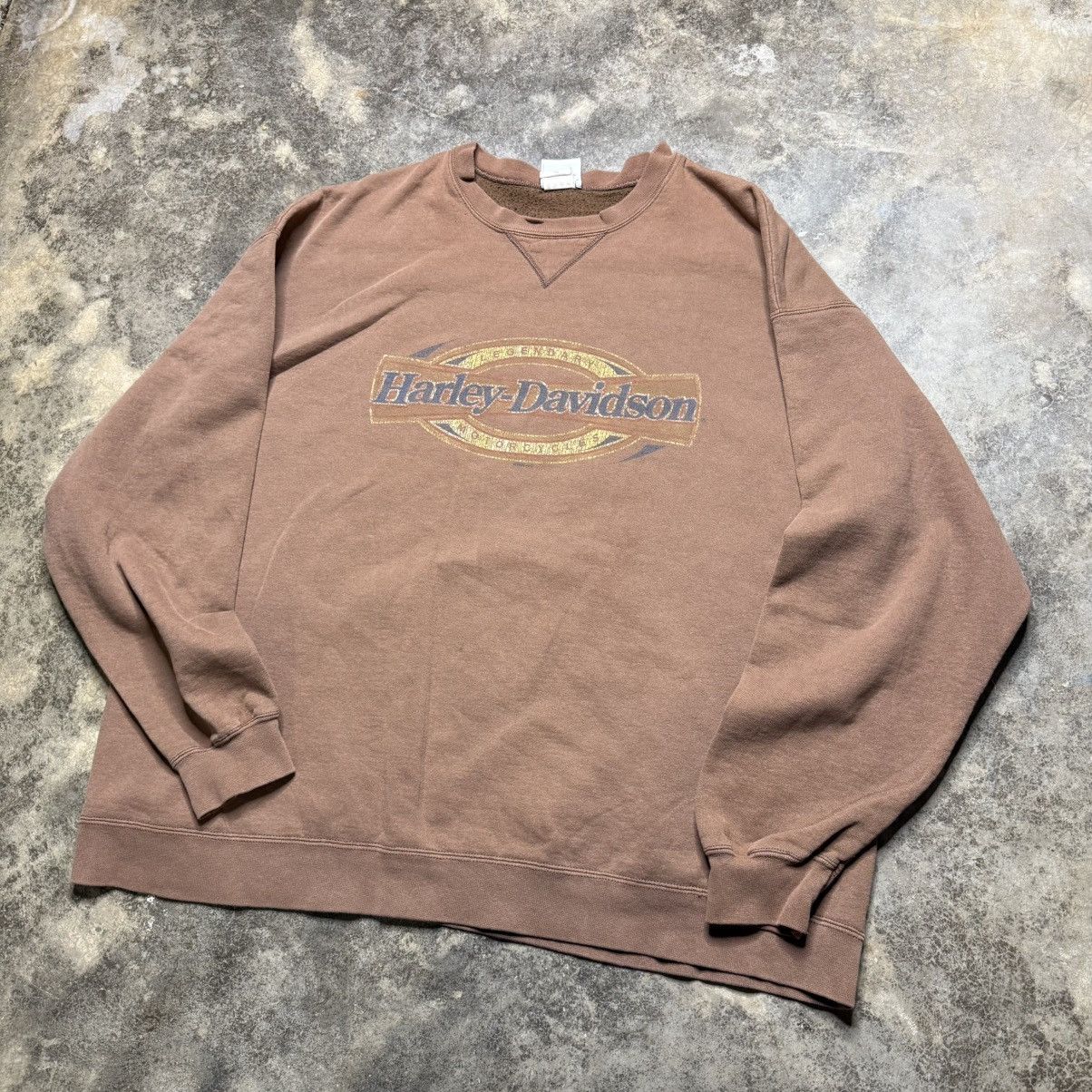 Vintage vintage harley davidson baggy biker faded brown sweatshirt Size US XL / EU 56 / 4 - 2 Thumbnail