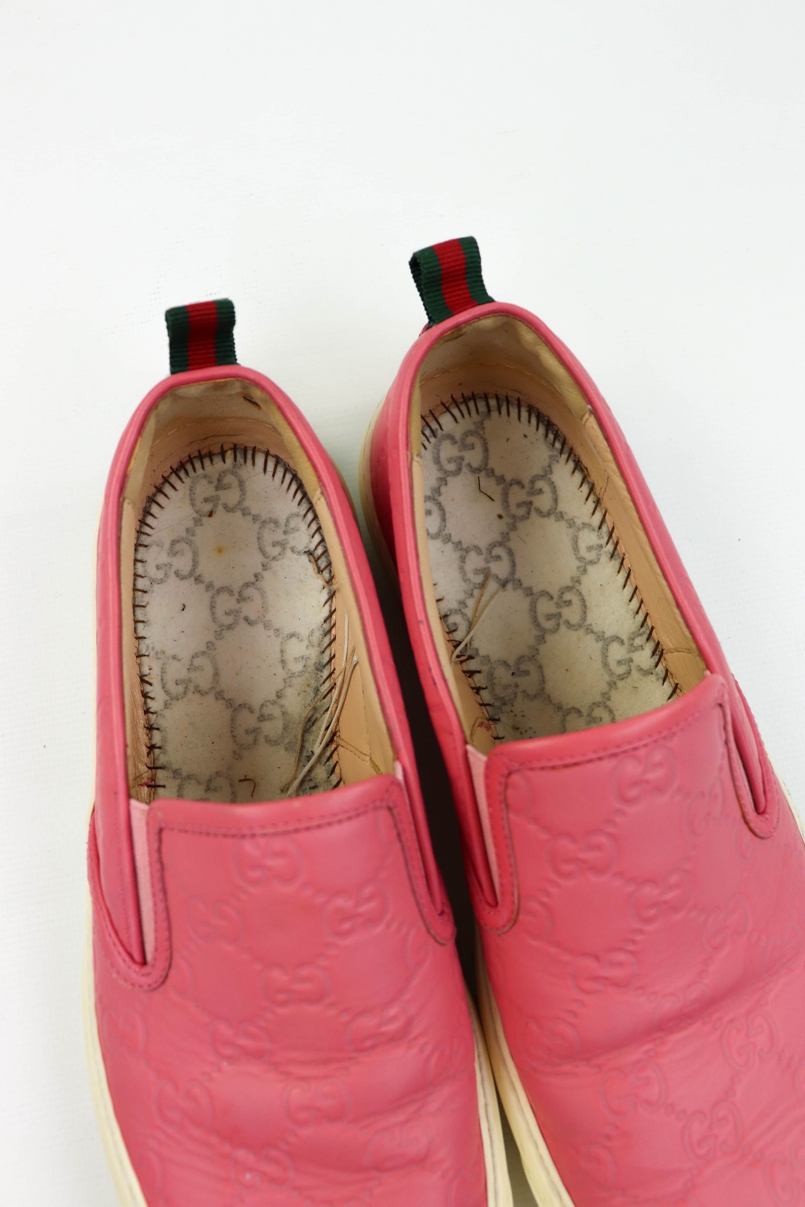 Gucci “Fashion Pink” Leather GG Monogram Slip On Shoes