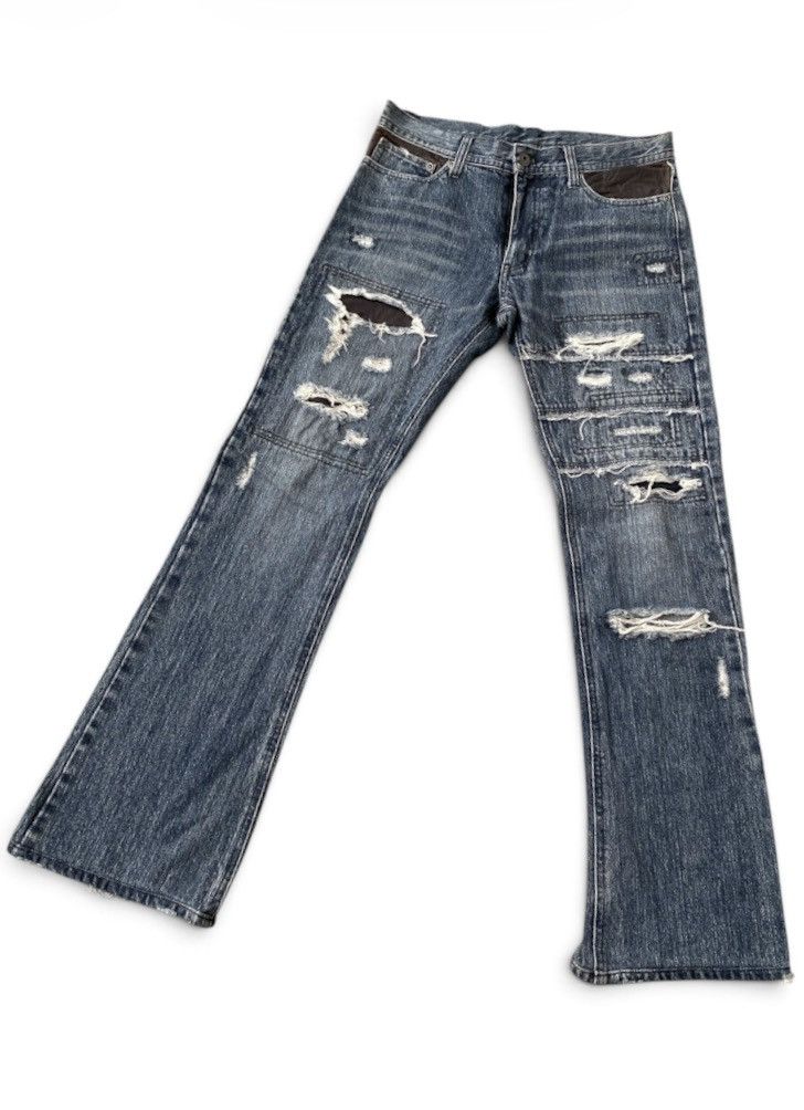 Isamu Katayama Backlash Vintage Disterssed Leather Patch Denim Size US 32 / EU 48 - 1 Thumbnail