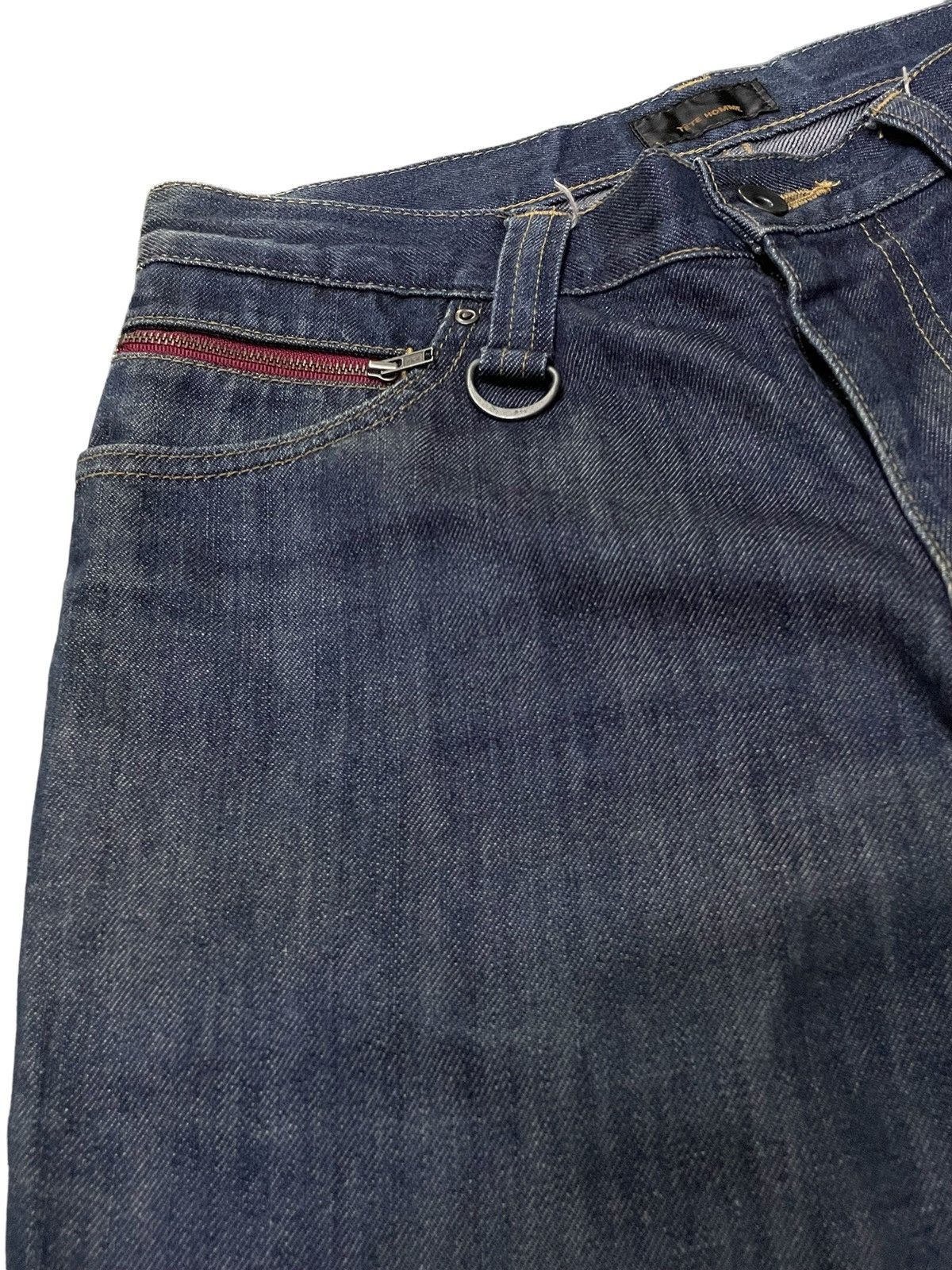 Issey Miyake × Japanese Brand × Tete Homme Tete Homme Carpenter Leather Trimmed Flared Jeans Size US 31 - 5 Thumbnail