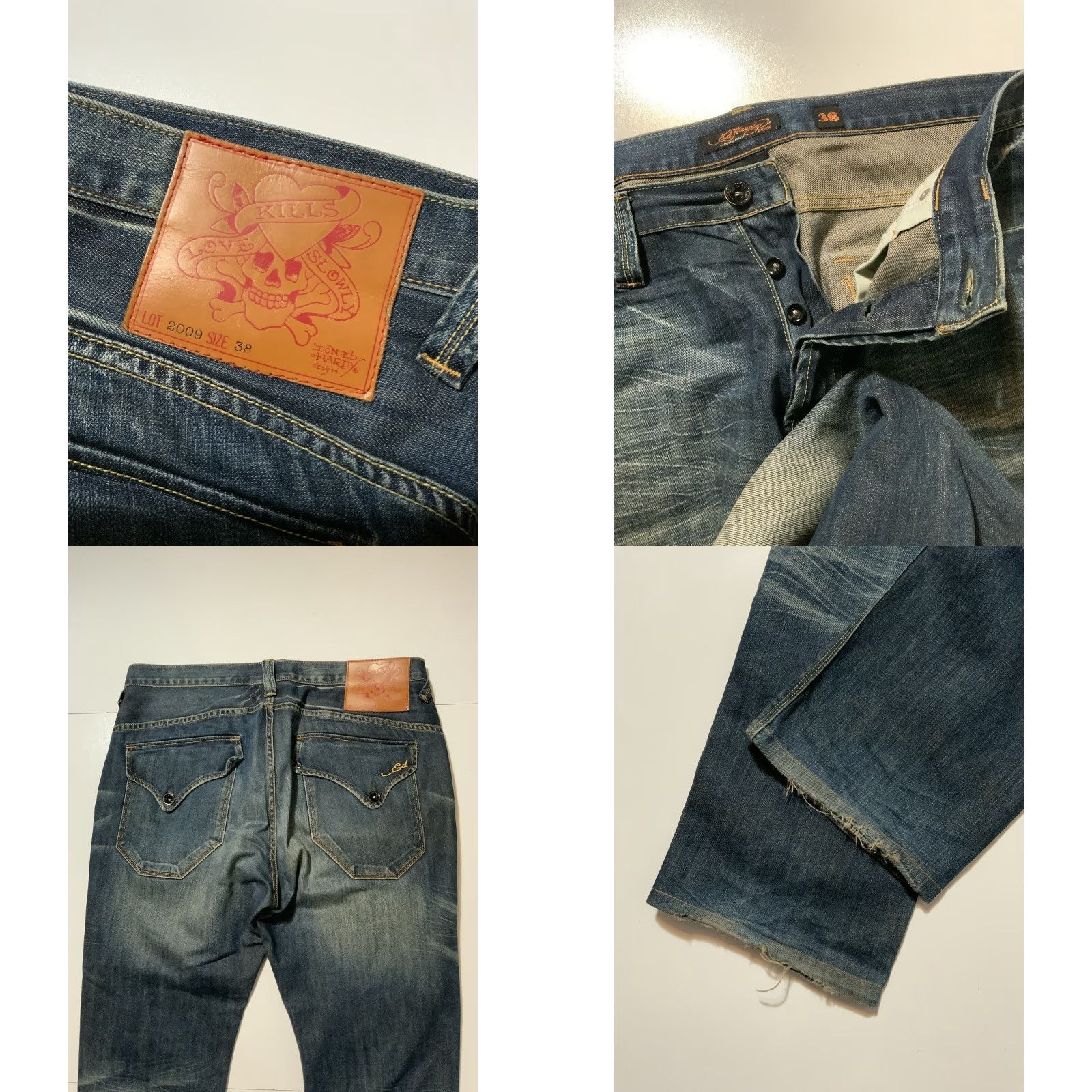 Ed Hardy VINTAGE Y2K Ed Hardy Christian Audigier 2009 Button Fly Classic Baggy Denim Jeans Sz. 38 Mens Blue Straight Denim 30in Inseam Size US 38 / EU 54 - 8 Thumbnail