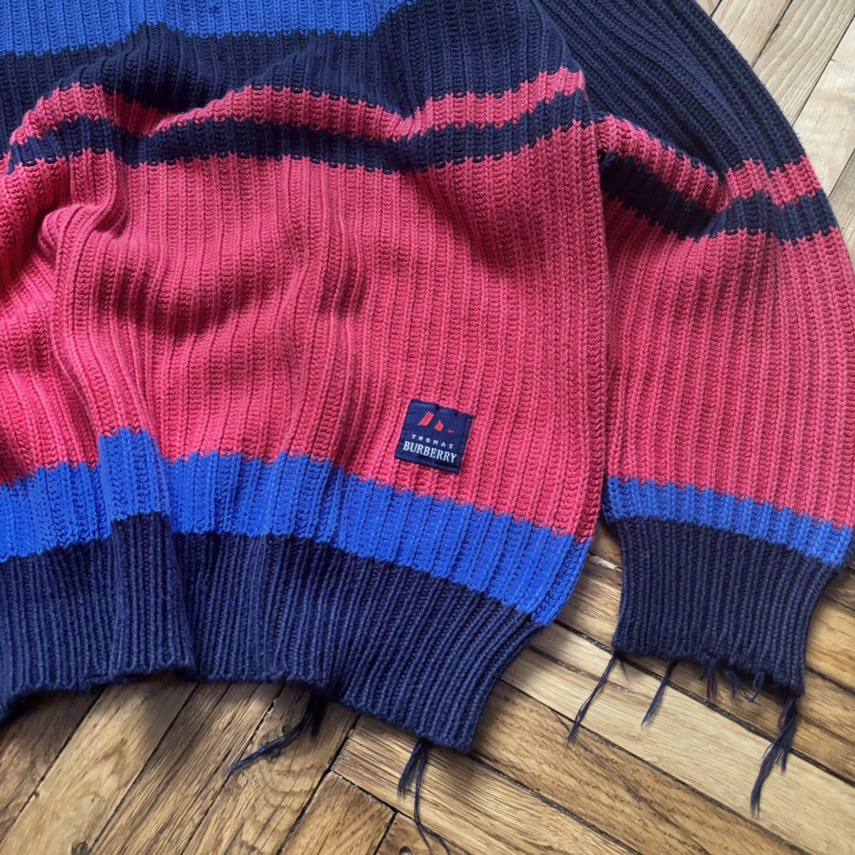 Burberry × Hysteric Glamour × Vintage Vintage 90’s Distressed Thomas Burberry sweater knit Size US L / EU 52-54 / 3 - 3 Thumbnail