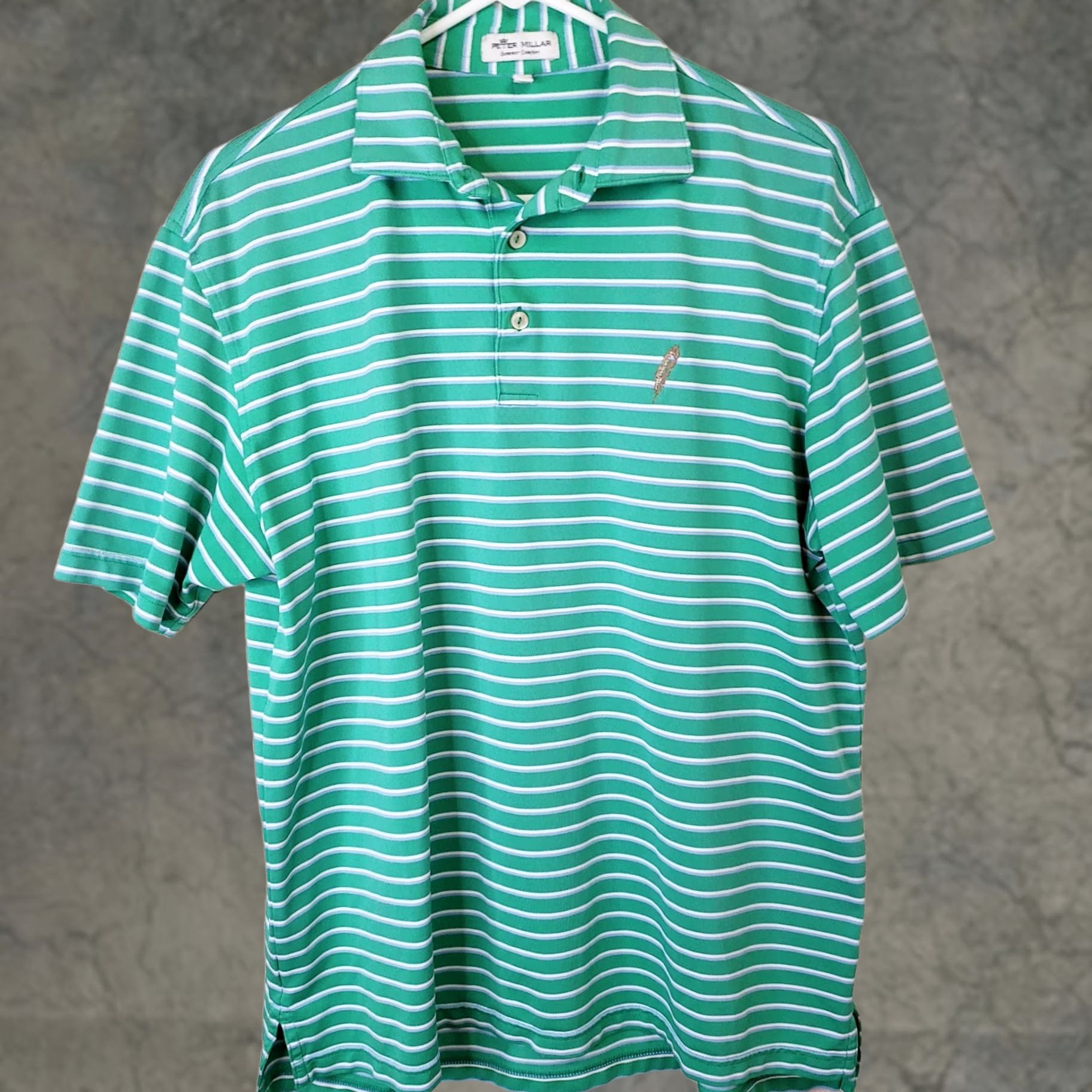 Peter Millar Peter Millar Summer Comfort Polo Shirt Mens Sz M Green w White Blue Stripes SS Size US M / EU 48-50 / 2 - 1 Thumbnail