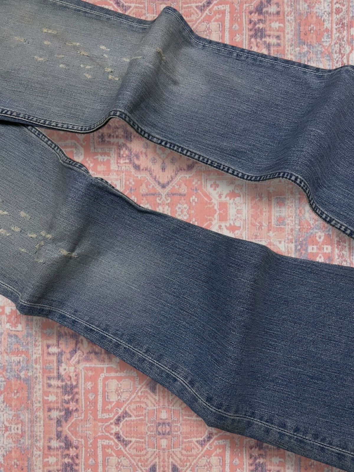 Japanese Brand Vintage 90s Japan Designer Bike Denim Distressed Flared Icon Size US 29 - 5 Thumbnail