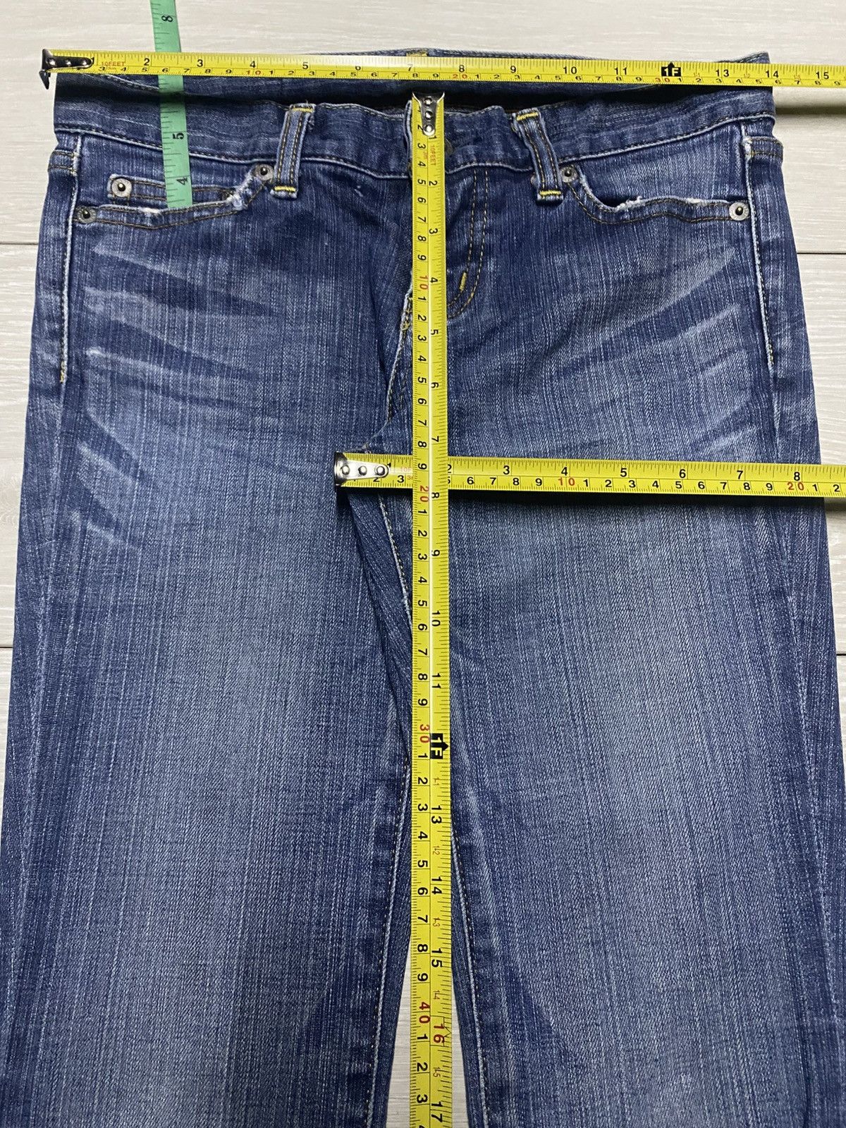 Japanese Brand Moussy Blue Wash Distressed Flare Jeans