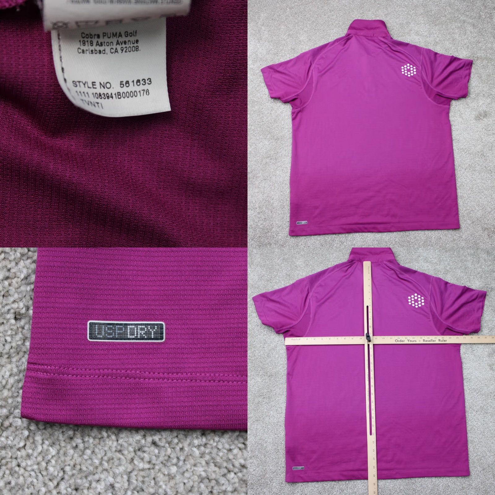Puma PUMA Polo Shirt Mens Large Purple USP Dry Golf Polyester Short Sleeve Pullover Shirt Size US L / EU 52-54 / 3 - 9 Thumbnail