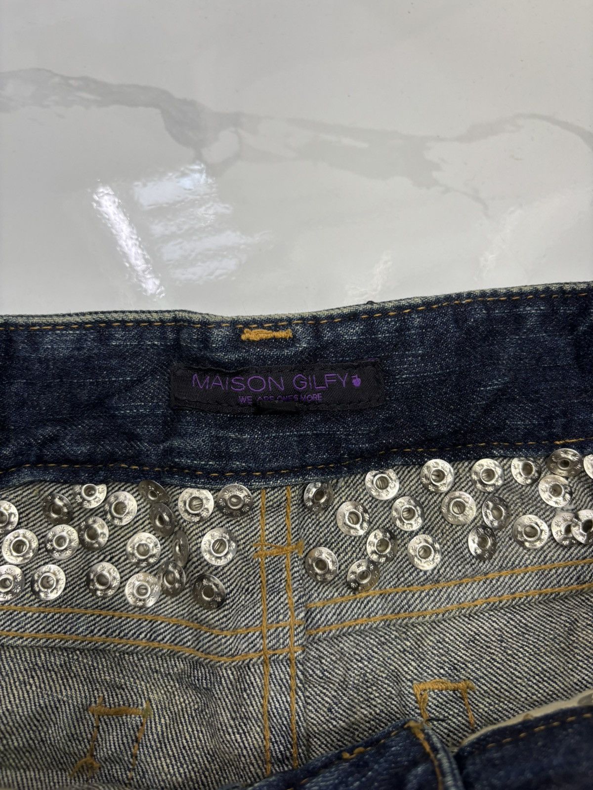 Japanese Brand × Maison Margiela Flare Jeans Maison Gilfy Metal Studded Punk Bootcut Denim Size 28" / US 6 / IT 42 - 10 Thumbnail