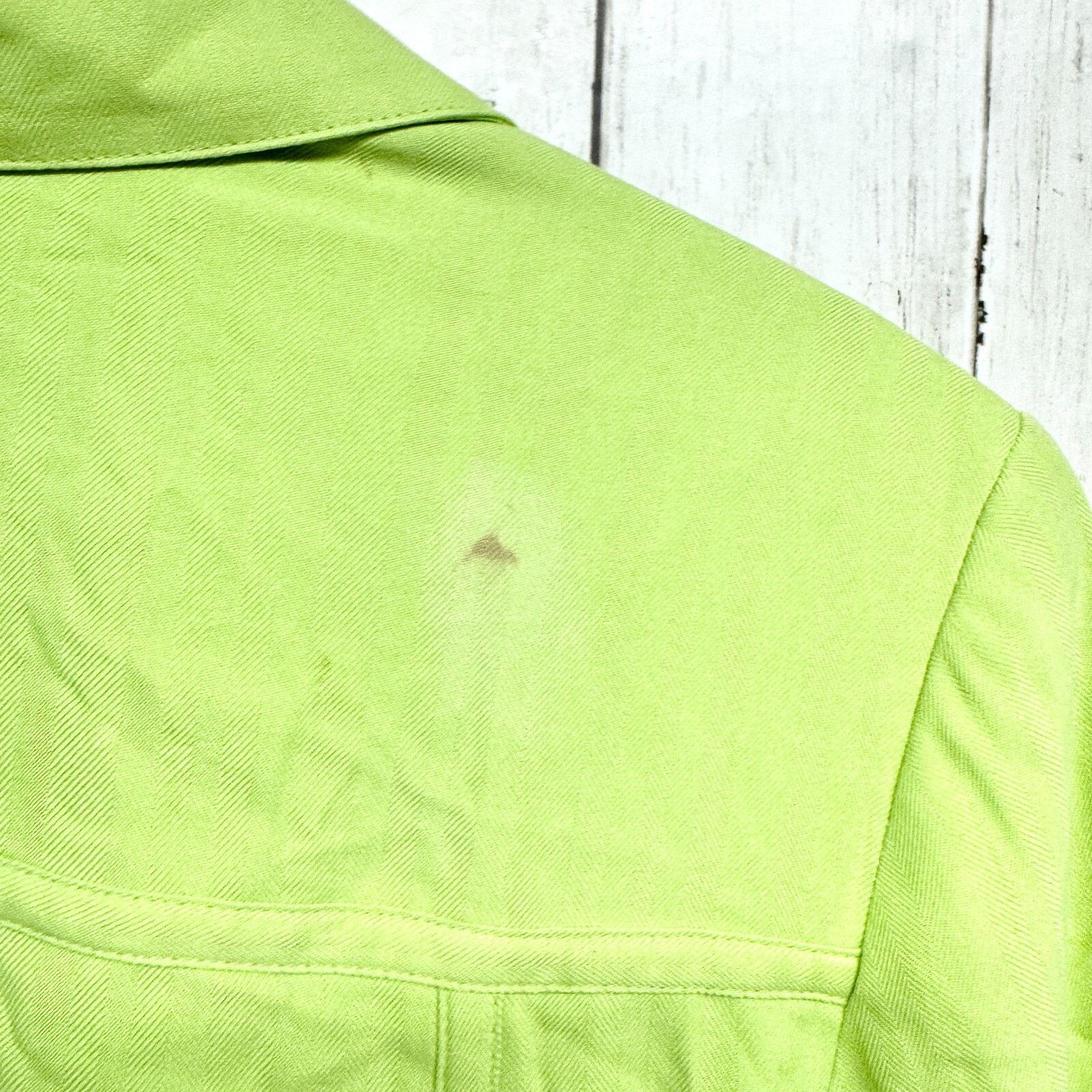 Chicos Chico's Jacket XL Button Bright Green Metallic Windbreaker Size XL / US 12-14 / IT 48-50 - 5 Thumbnail
