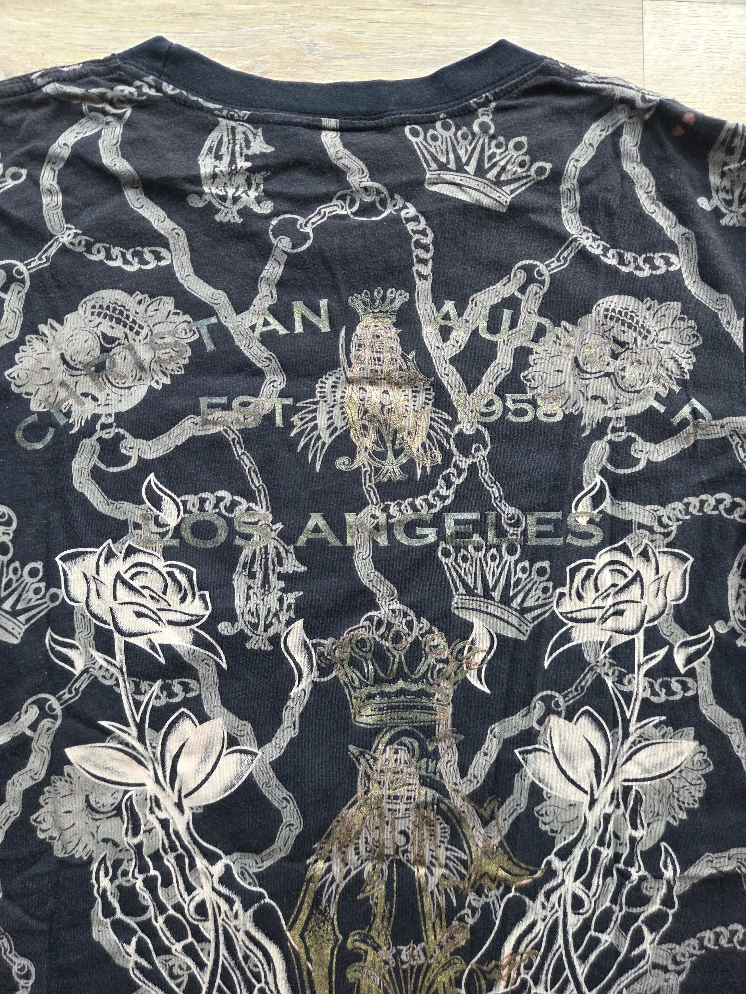 Christian Audigier Vintage y2k Christian Audigier Skull Roses Rhinestone Shirt Size M / US 6-8 / IT 42-44 - 14 Thumbnail