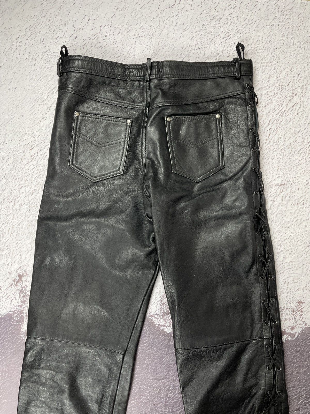 Leather Vintage Genuine Leather black motorcycle pants Versace style Size US 34 / EU 50 - 16 Thumbnail