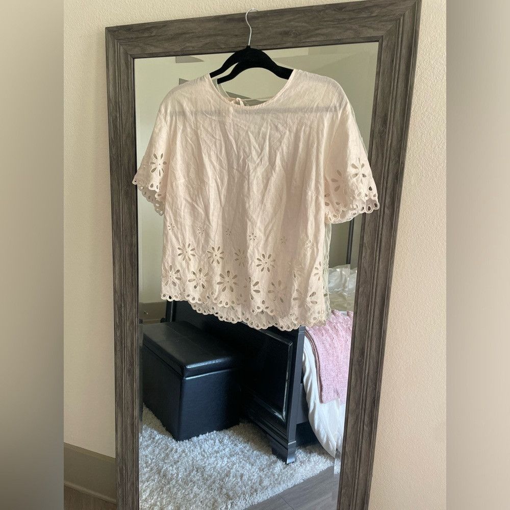 Madewell White Madewell short sleeve crochet blouse Size M / US 6-8 / IT 42-44 - 1 Thumbnail