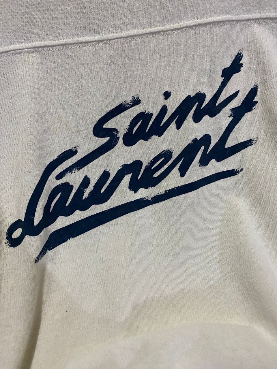 Saint Laurent Paris × Vintage Distressed Saint Laurent x Off-White & Blue Destroyed Tshirt Size US XL / EU 56 / 4 - 4 Thumbnail