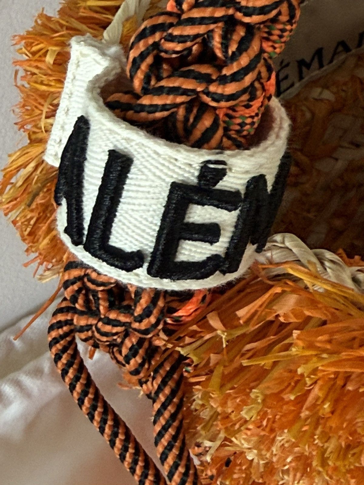 ALEMAIS Alemais Bag Bucket Orange Raffia Lalo Mini Fringe Macrame Size ONE SIZE - 5 Thumbnail