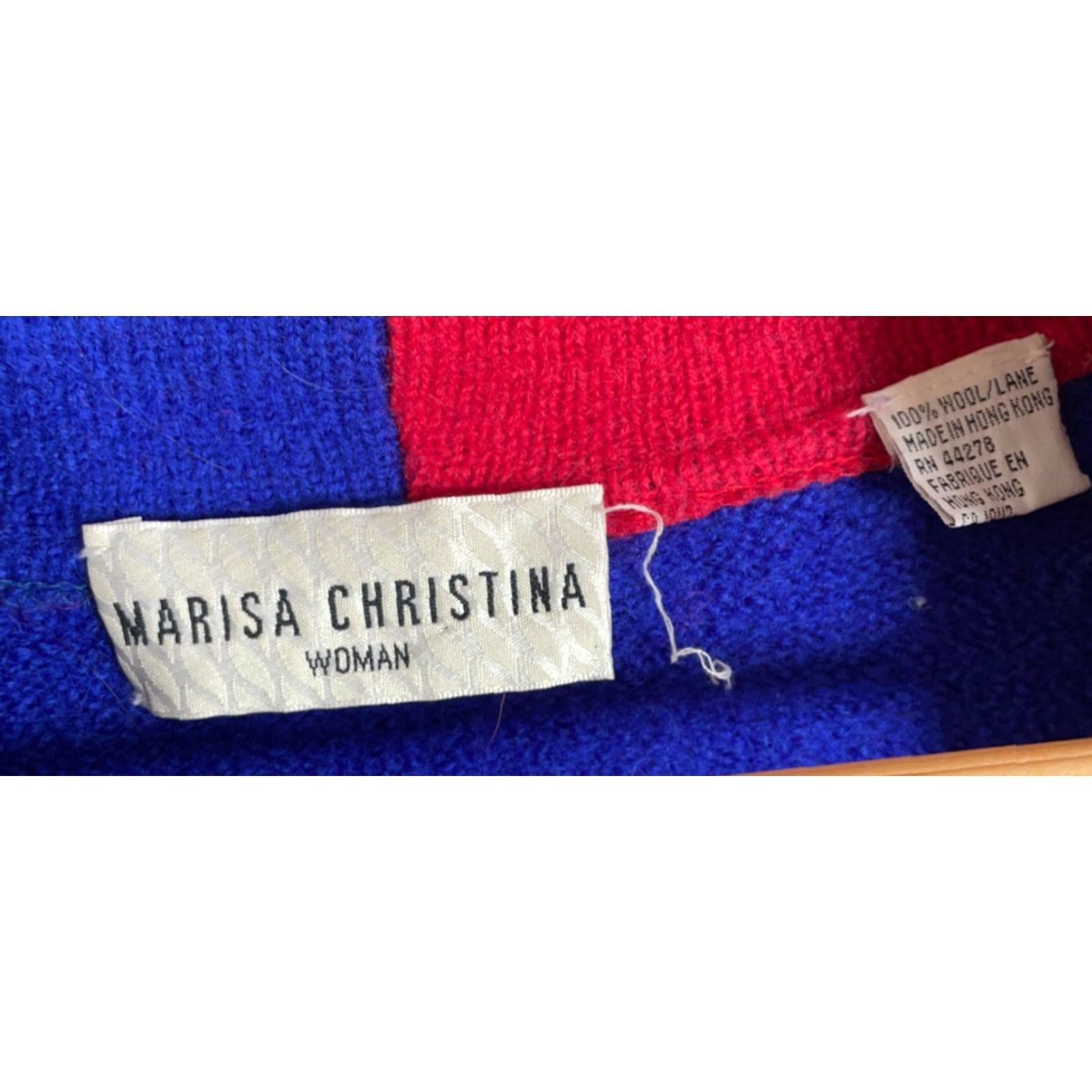 Vintage VINTAGE Marisa Christina Wool Cardigan Women's 3X Blue Red Knit Christmas Embroidered Holiday Ugly Sweater Size XXL / US 16-18 / IT 52-54 - 3 Thumbnail