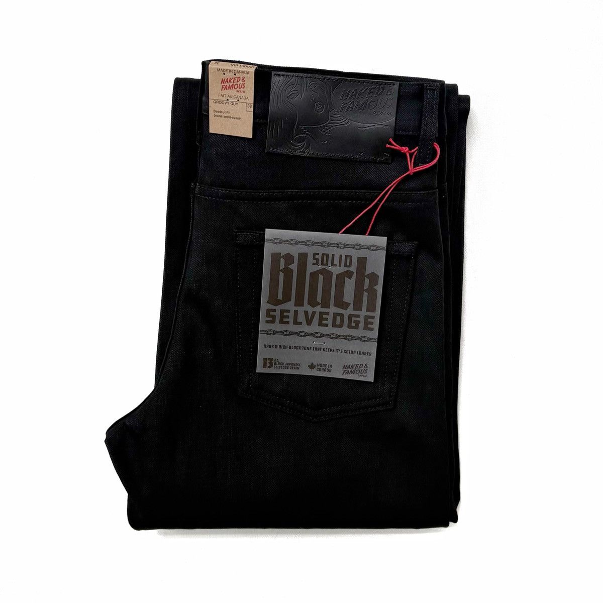 Naked & Famous NWT Naked & Famous Groovy Guy Solid Black Selvedge Denim Size US 36 / EU 52 - 1 Thumbnail
