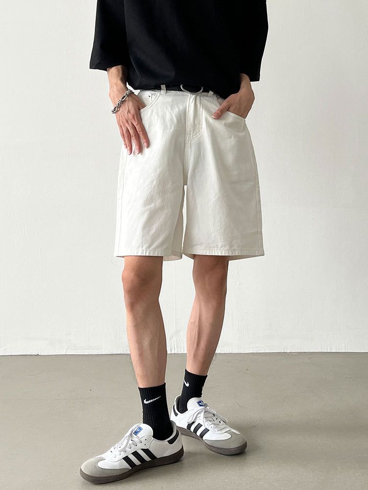Japanese Brand Men's Casual Loose-Fit Straight-Leg White Denim Shorts Size US 32 / EU 48 - 1 Thumbnail