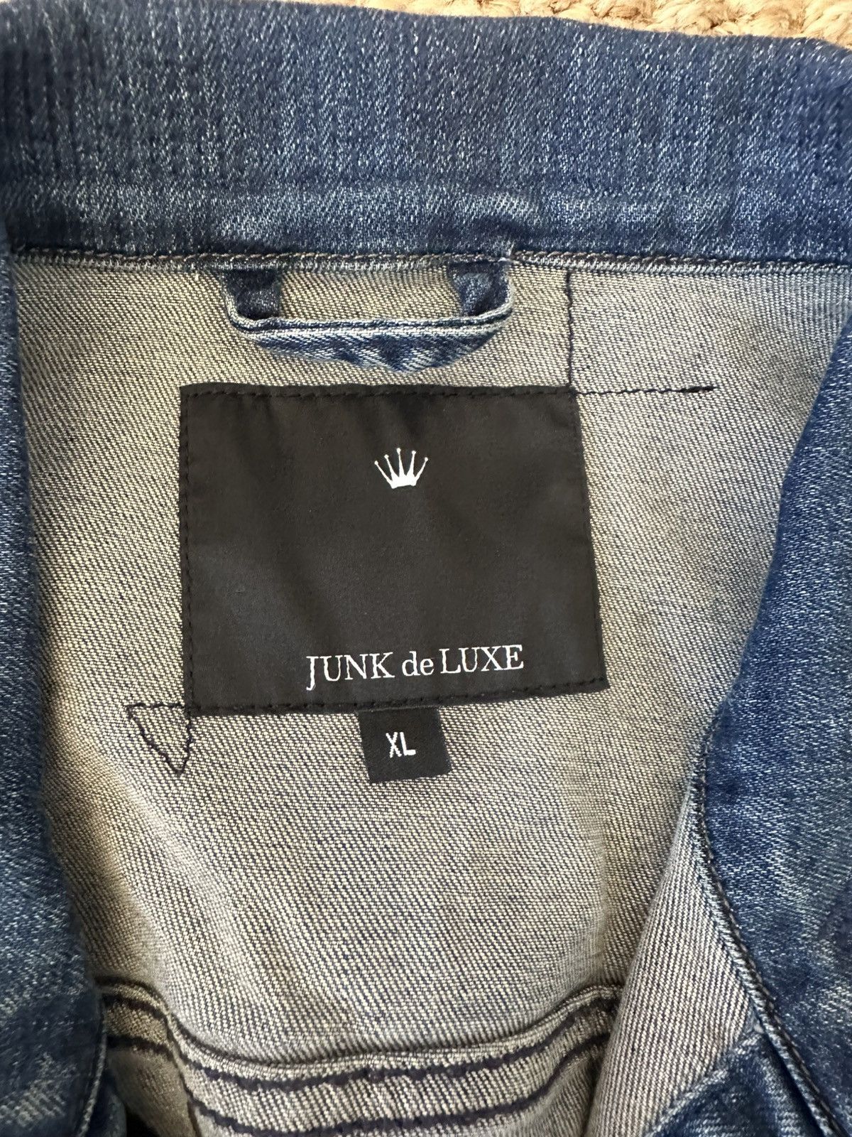 JUNK de LUXE JUNK DE LUXE DISTRESSED DENIM JACKET HAND-PAINTED SIZE XL Size XL / US 12-14 / IT 48-50 - 2 Thumbnail