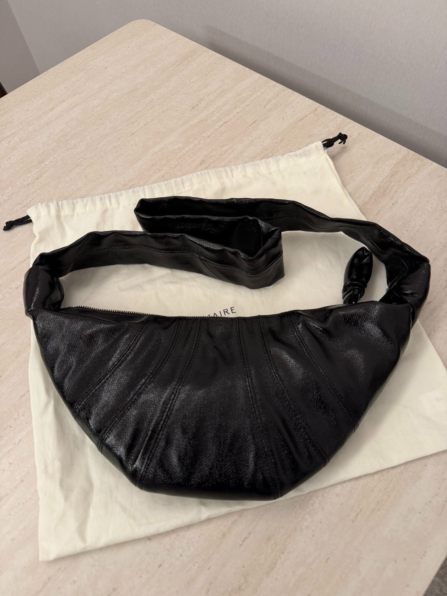 Lemaire LEMAIRE Black Coated Small Croissant Bag Size ONE SIZE - 1 Thumbnail