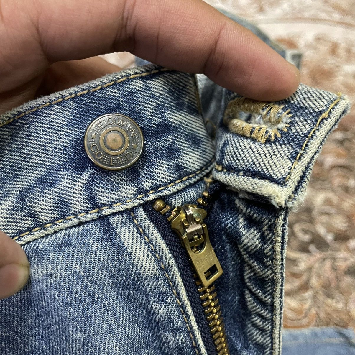 Edwin 🔥Vintage 1993 Edwin Stoned Washed Distress Dirty Denim Jeans Size US 31 - 14 Thumbnail