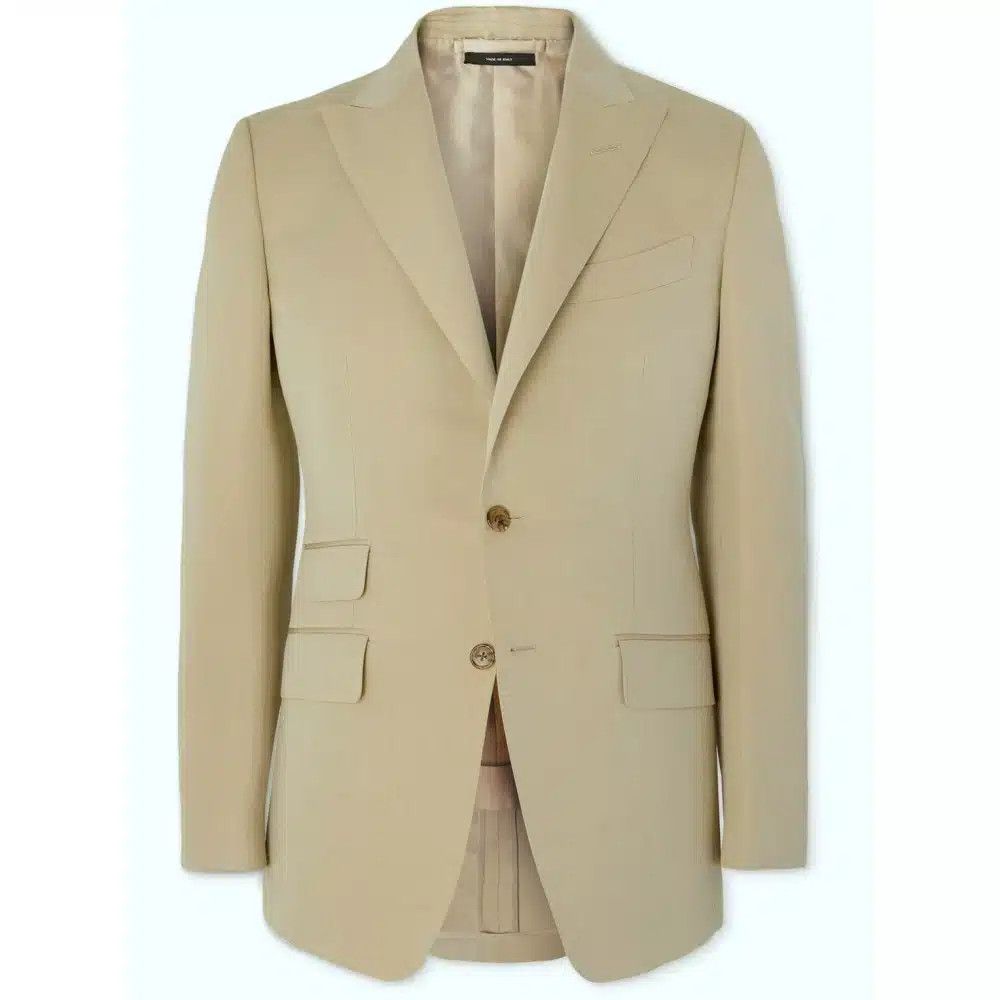 Tom Ford o1loc1c0425 JHAP01 Cotton Silk Atticus Jacket in Beige Size US M / EU 48-50 / 2 - 1 Thumbnail
