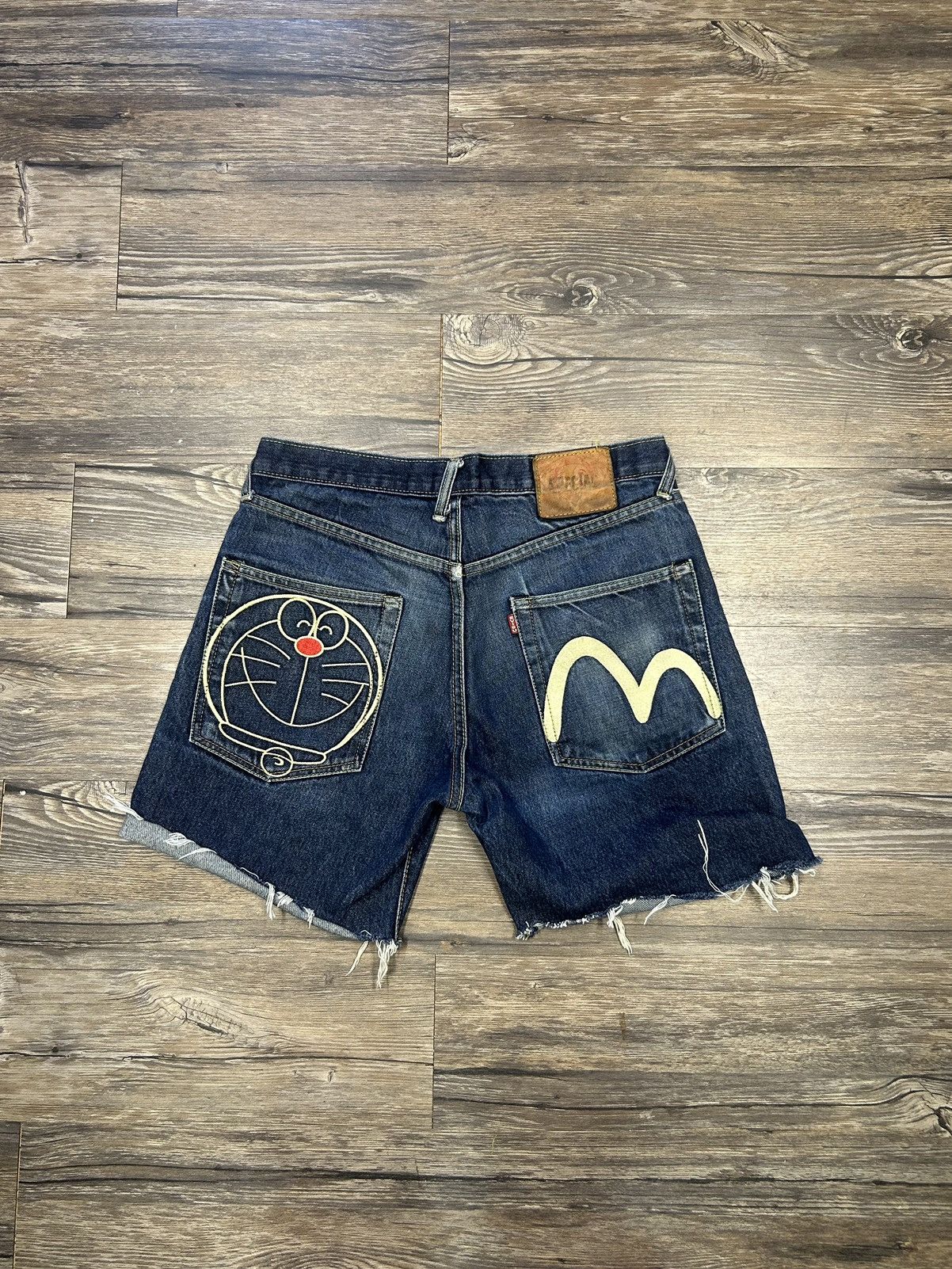 image of Evisu Cat Graphic Jorts in Dark Blue, Men's (Size 32)