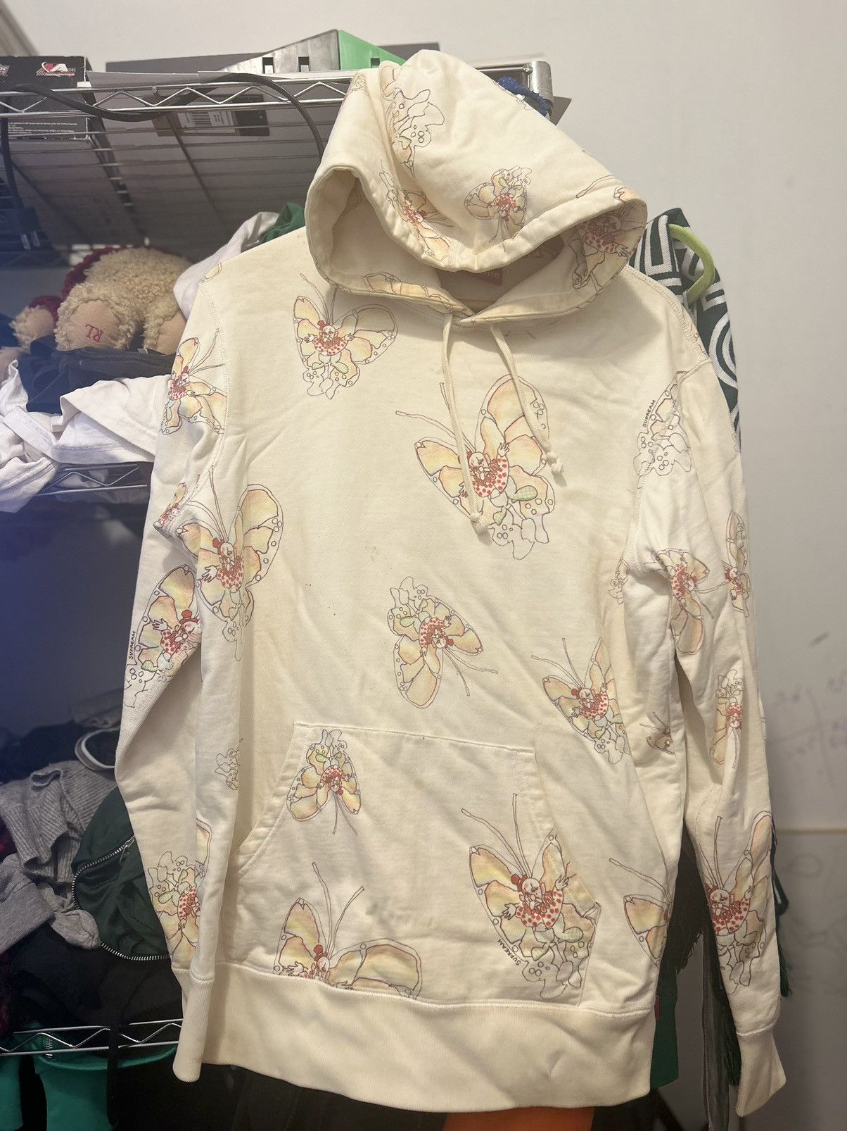 image of Supreme X Gonz Butterfly Hoodie in Beige, Men's (Size Medium)