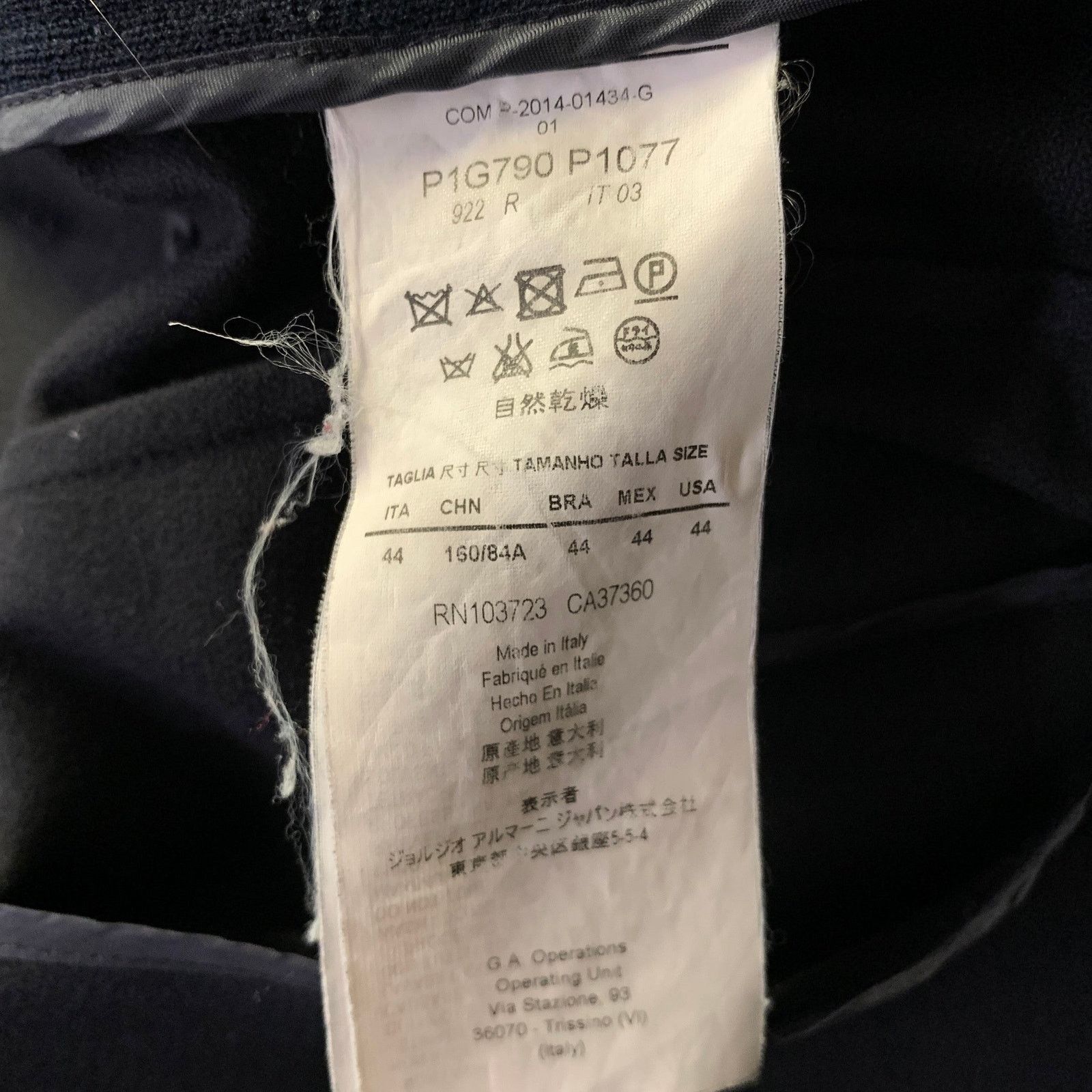 Emporio Armani EMPORIO ARMANI Size 34 Navy Ribbed Wool Polyamide Jacket Size 34R - 7 Thumbnail