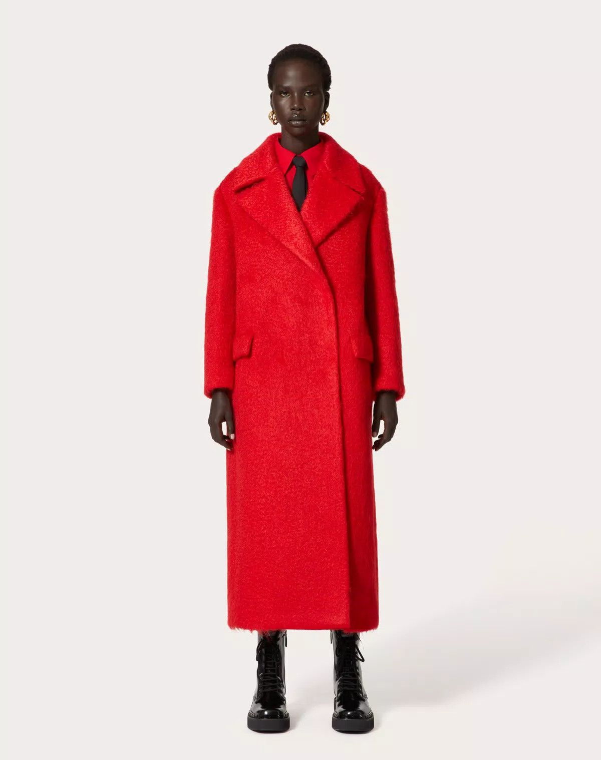 Valentino o1s1wg110625 Uncoated Boucle Coat in Red Size XS / US 0-2 / IT 36-38 - 4 Thumbnail