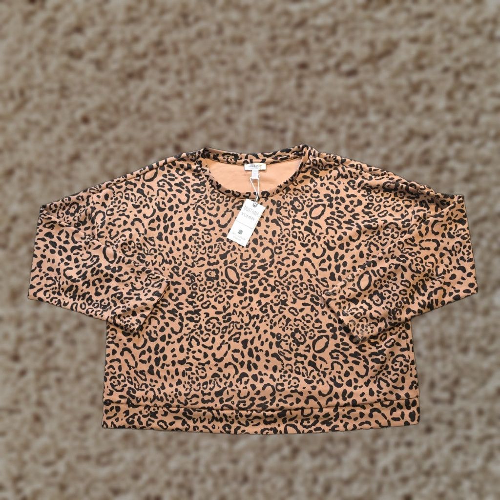 Vintage Cable Gauge Sweater Womens Size XXL Brown Leopard Sweatshirt Crew Neck Lounge Pullover Knit Long Sleeve Regular Women Size XXL / US 16-18 / IT 52-54 - 1 Thumbnail