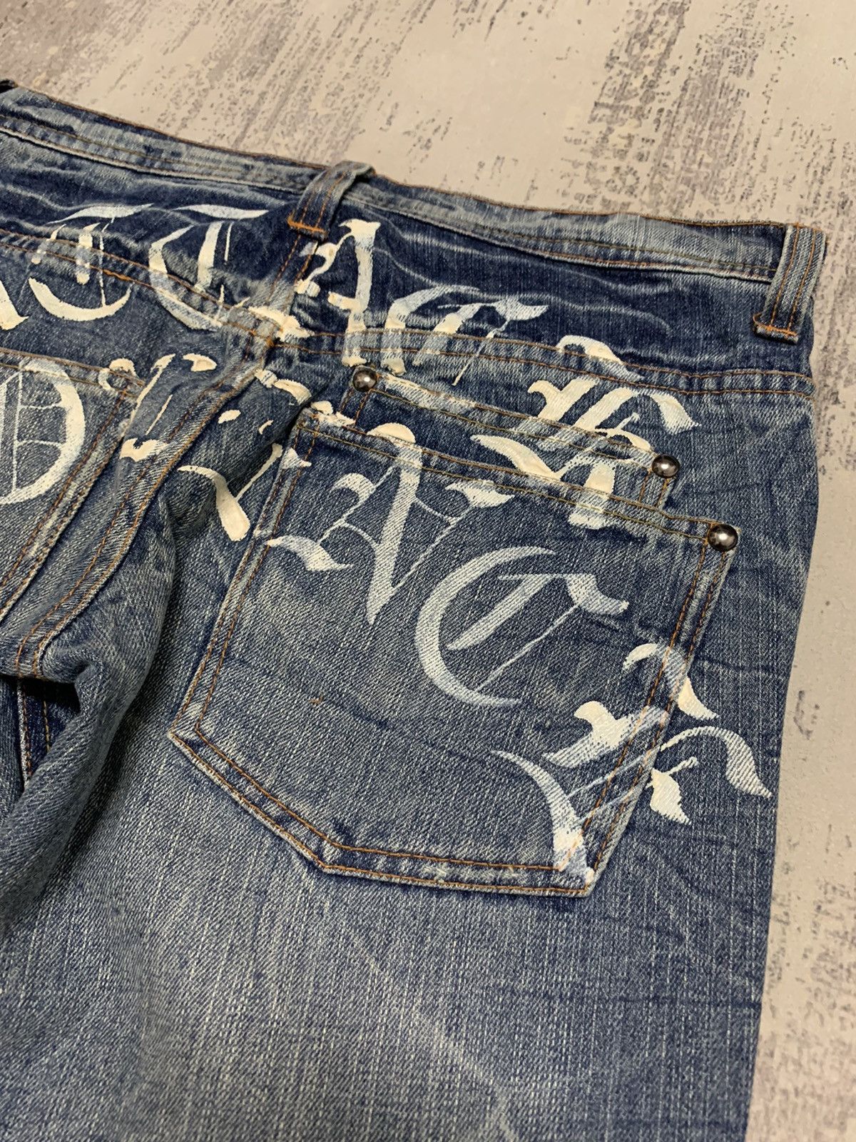 If Six Was Nine Archive Japanese Place Plan Attack Violence Flare Jeans Y2K Size US 30 / EU 46 - 14 Thumbnail