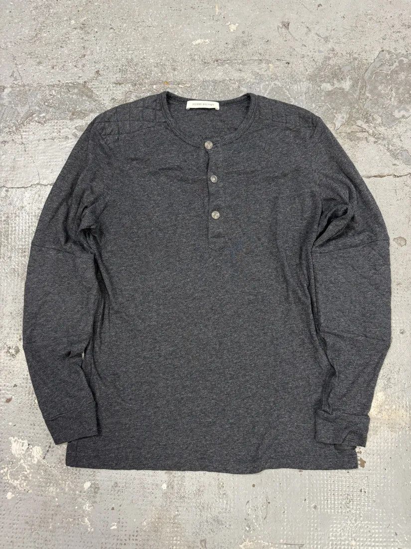 Designer × Pierre Balmain × Vintage 2000s Pierre Balmain Biker Henley Grey Longsleeves Size US S / EU 44-46 / 1 - 5 Thumbnail