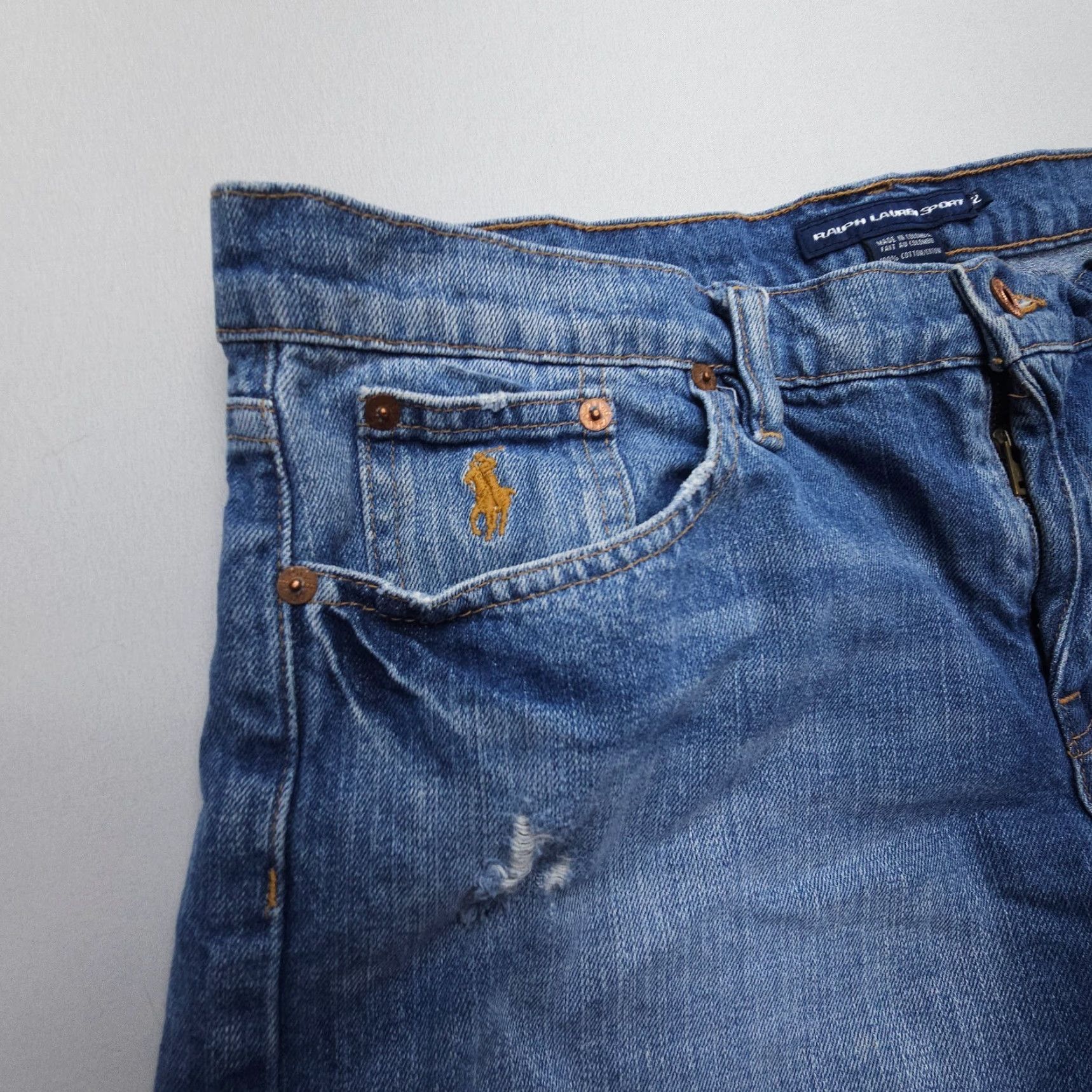 Polo Ralph Lauren Vtg / Y2K Ralph Lauren Sport Low Rise Micro Mini Shorts Size 12 Distressed Denim Size 34" / US 12 / IT 48 - 3 Thumbnail