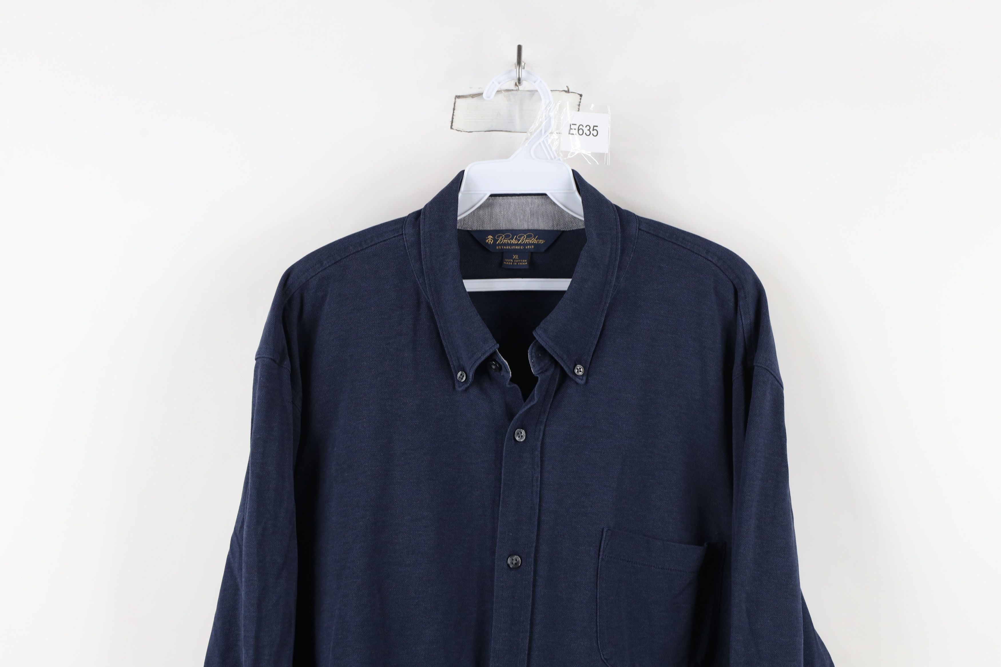 Brooks Brothers × Vintage Brooks Brothers Pique Cotton Collared Button Down Shirt Blue Size US XL / EU 56 / 4 - 2 Thumbnail