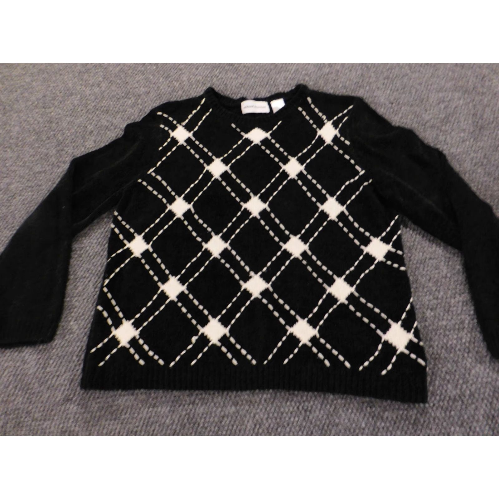 Vintage Alfred Dunner Womens Sweater Medium Black Crewneck Pullover Knit Style Pullover Casual Regular Size M Size M / US 6-8 / IT 42-44 - 2 Thumbnail
