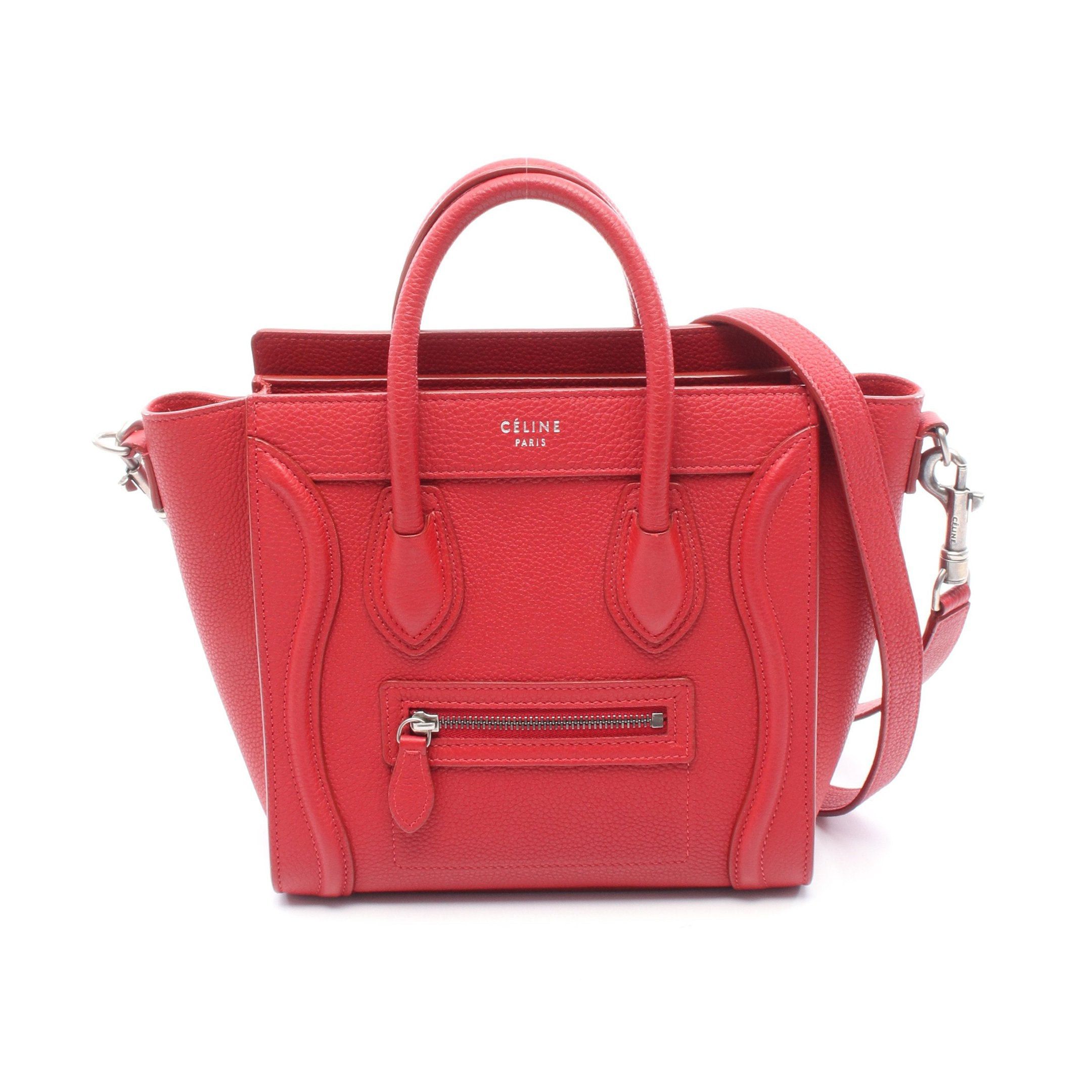 Celine Celine Luggage Nano Shopper Handbag Leather Red Size ONE SIZE - 1 Thumbnail