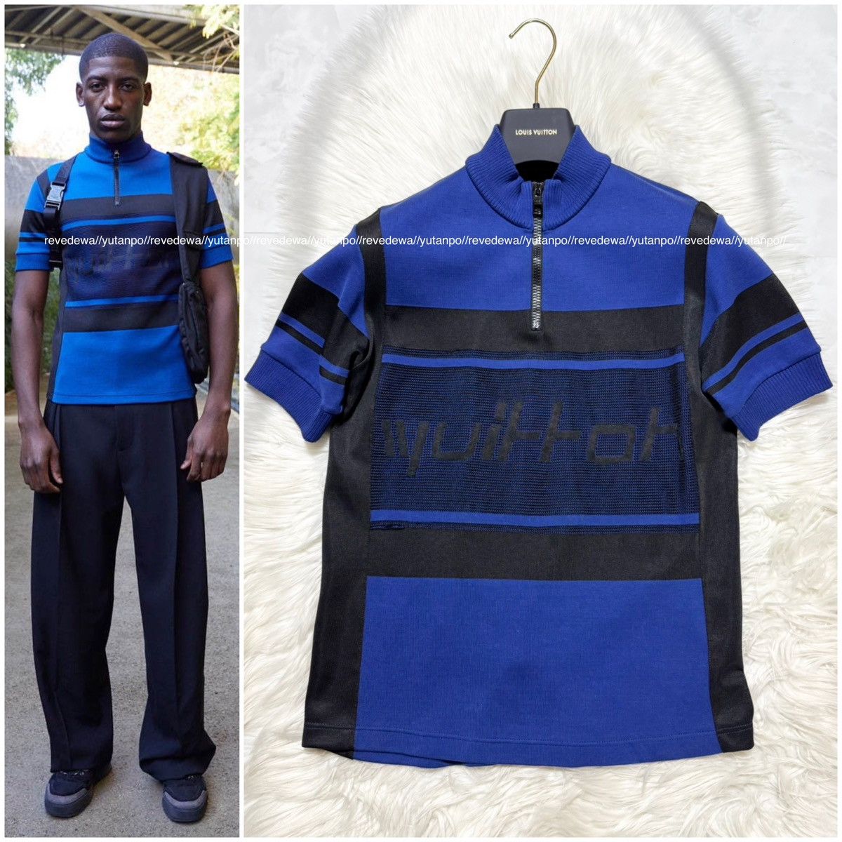 Authentic Louis Vuitton half-zip Knit Sweater Polo Shirt