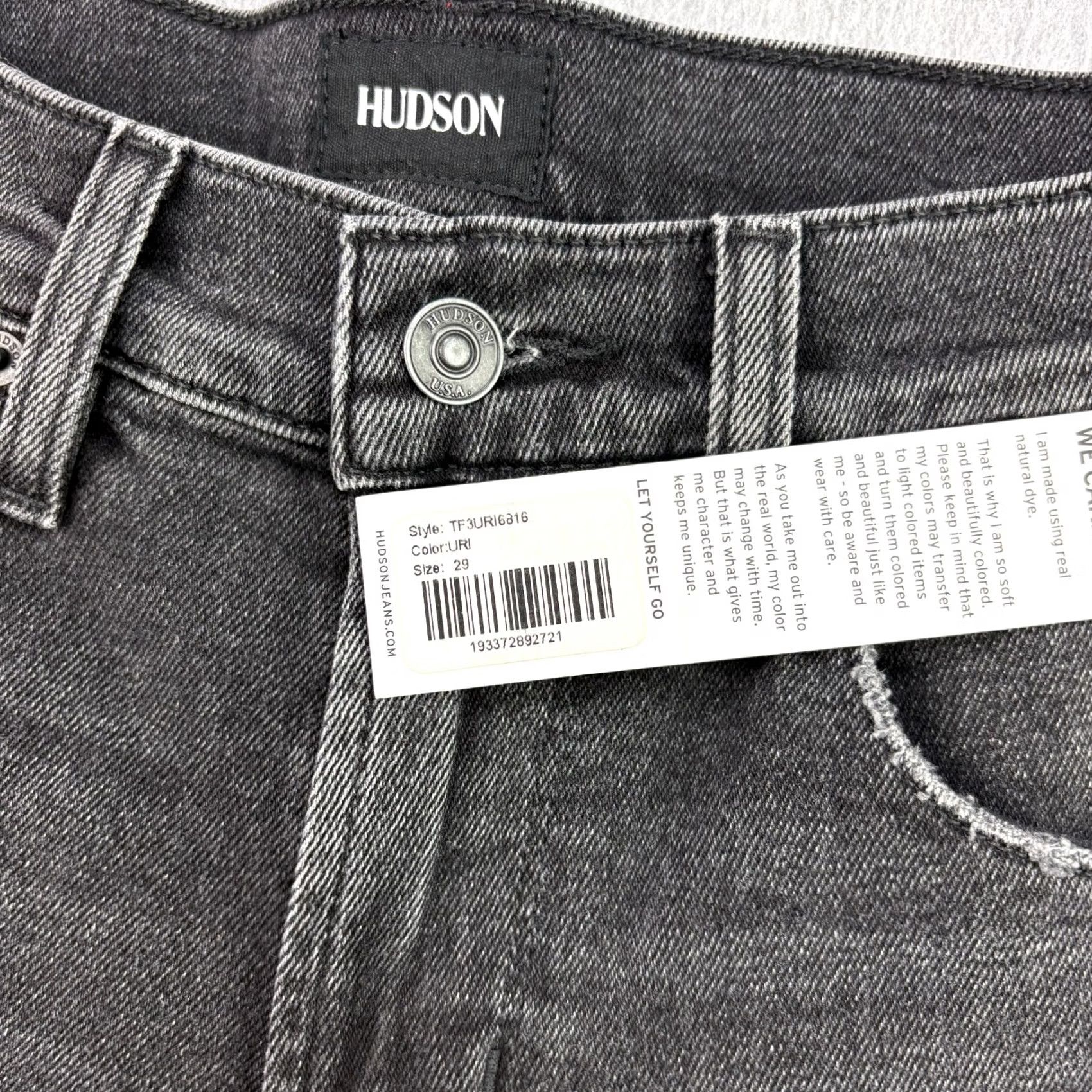 Hudson Hudson Jeans Mens Slim 29x33 Black Ethan Biker Distressed Denim Stretch Jeans Size 29 Inseam 33 Slim Fit Mens Size US 29 - 4 Thumbnail