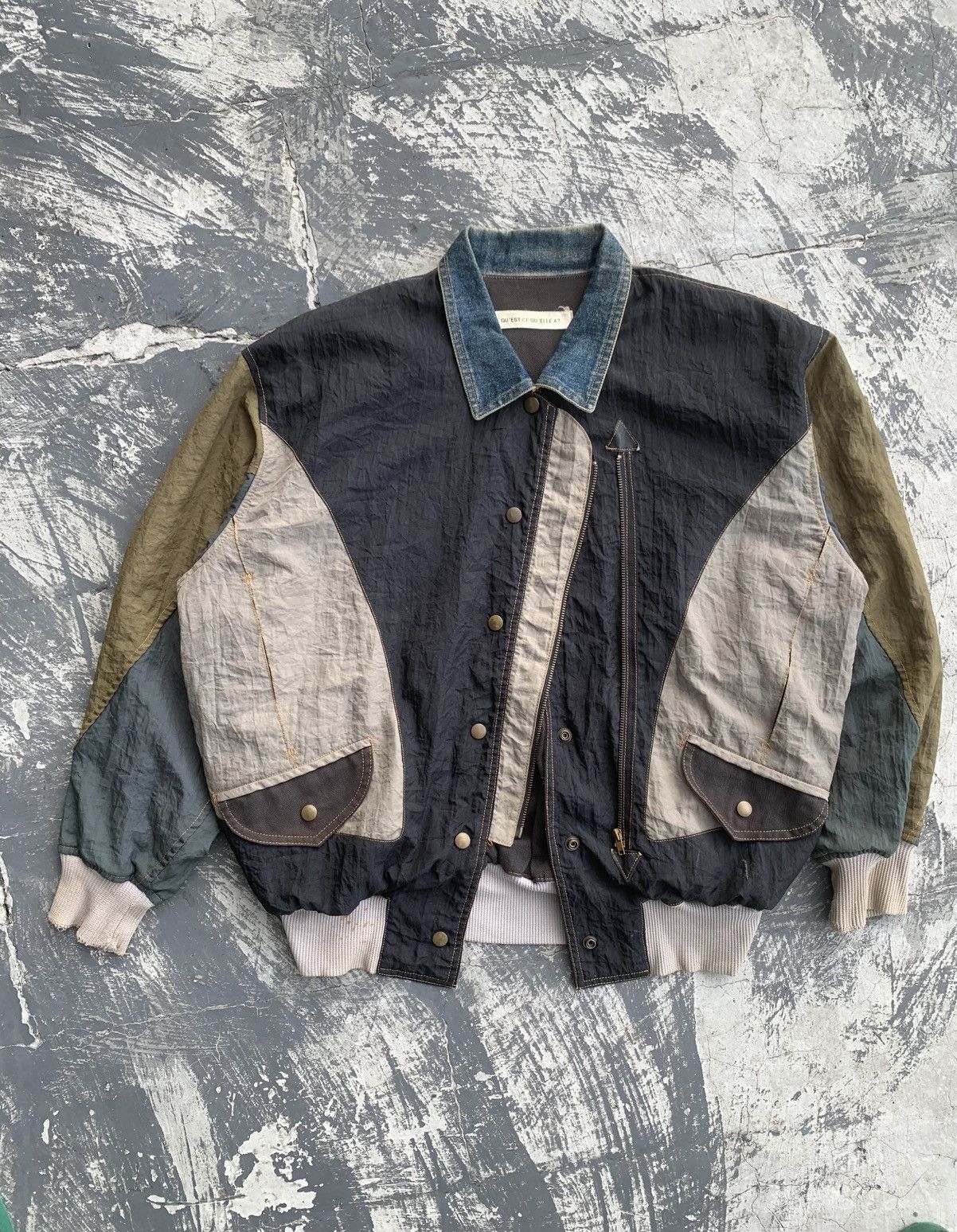 Jean Paul Gaultier 90’s Jean Paul Gaultier “QU’EST-CE QU’ELLE A? Nylon Denim Size US XL / EU 56 / 4 - 1 Thumbnail