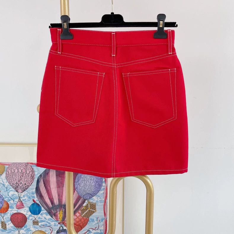 Helmut Lang HELMUT LANG Red denim half skirt Size 27" / US 4 / IT 40 - 2 Thumbnail