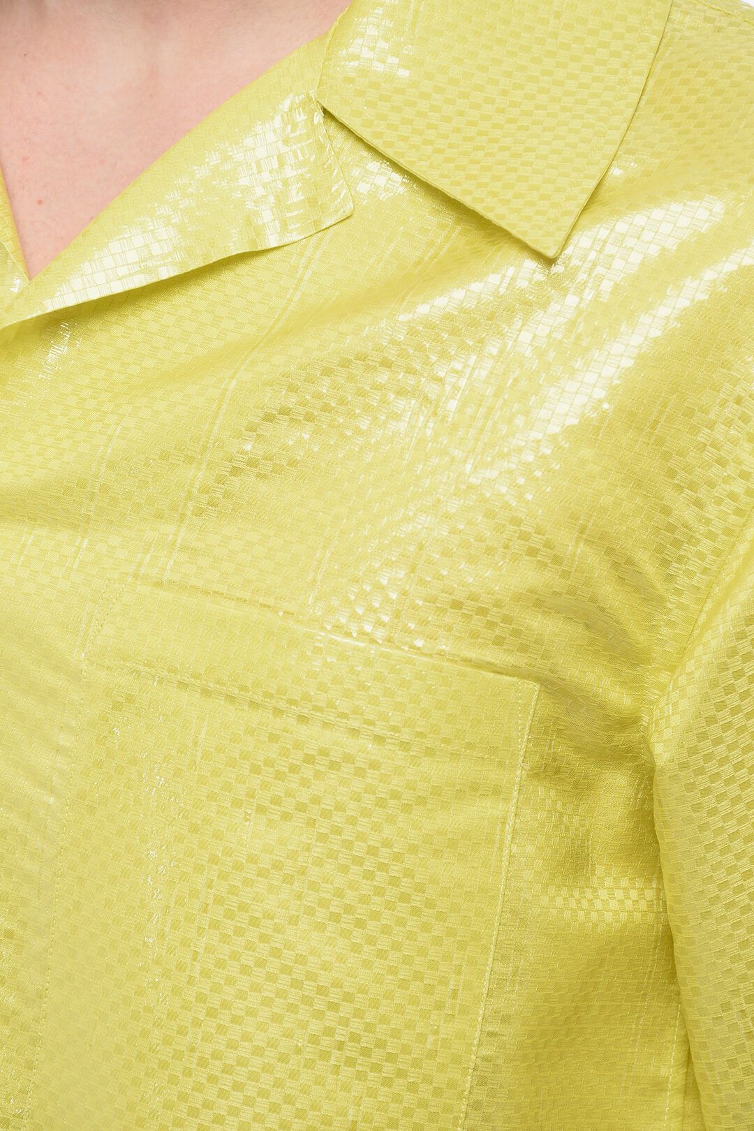 Alexander McQueen og1mm0925 Short Sleeved Silk & Nylon Shirt in Yellow Size US M / EU 48-50 / 2 - 3 Thumbnail