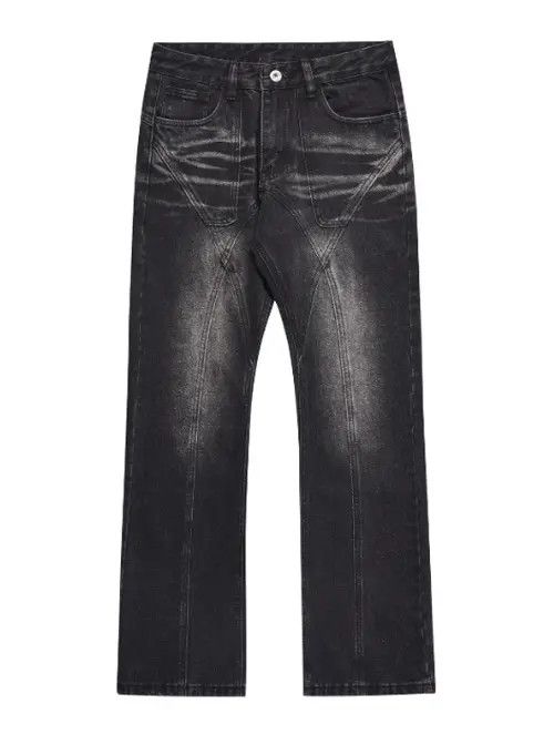 Japanese Brand Retro street patchwork pockets straight loose flared jeans Size US 32 / EU 48 - 5 Thumbnail