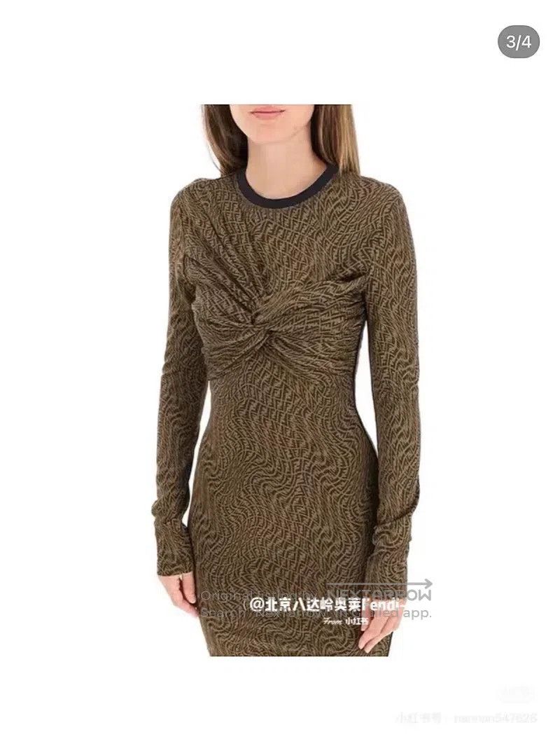 Fendi Fendi Brown full print twisted double F old flower long sl Size S / US 4 / IT 40 - 5 Thumbnail