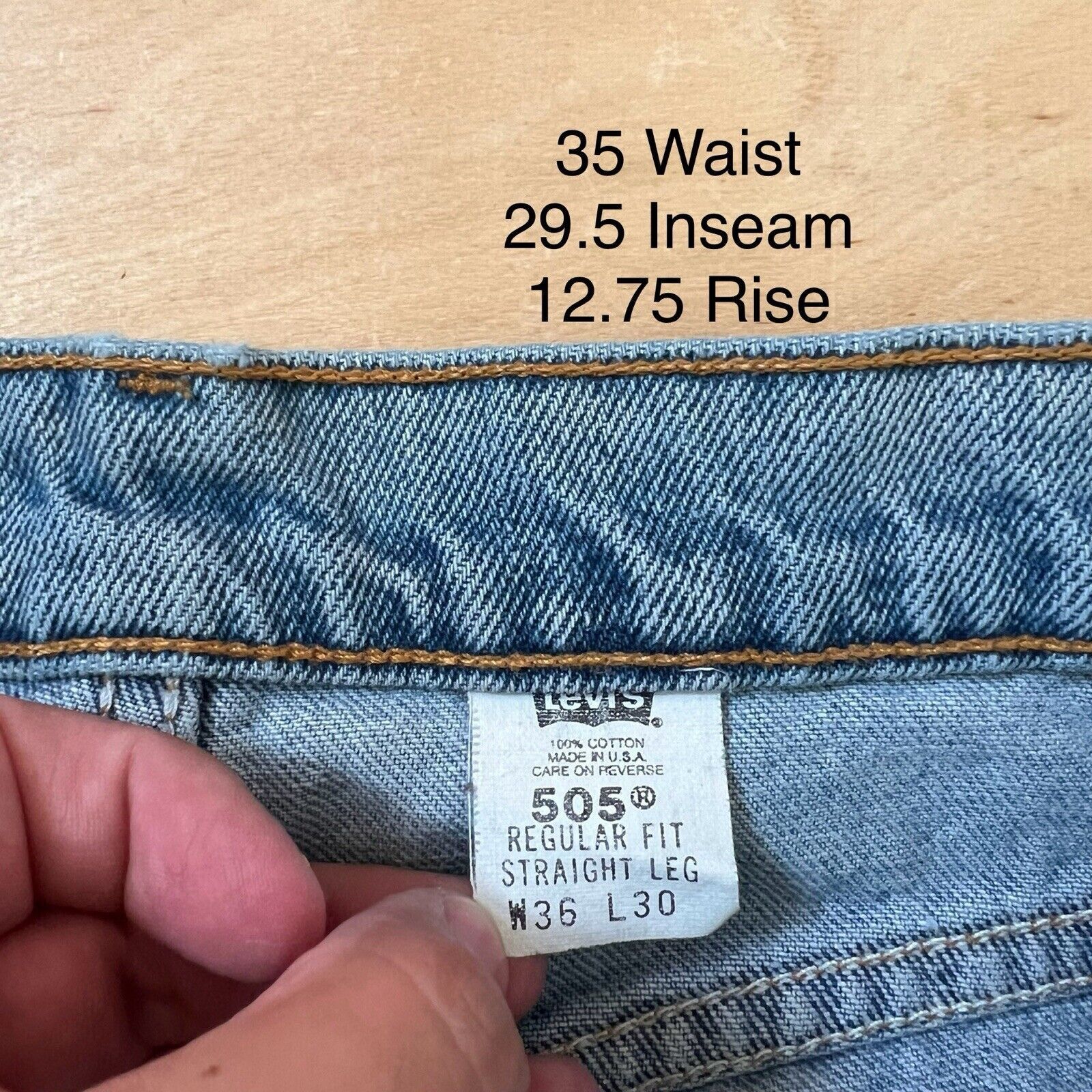 Levi's × Vintage Vintage Levis 505 Jeans Blue 90s Light Wash Denim Straight Size US 35 - 5 Thumbnail