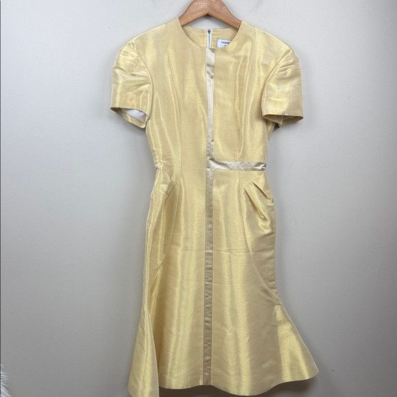Thom Browne THOM BROWNE gold panelled short puff sleeve fitted midi dres Size S / US 4 / IT 40 - 7 Thumbnail